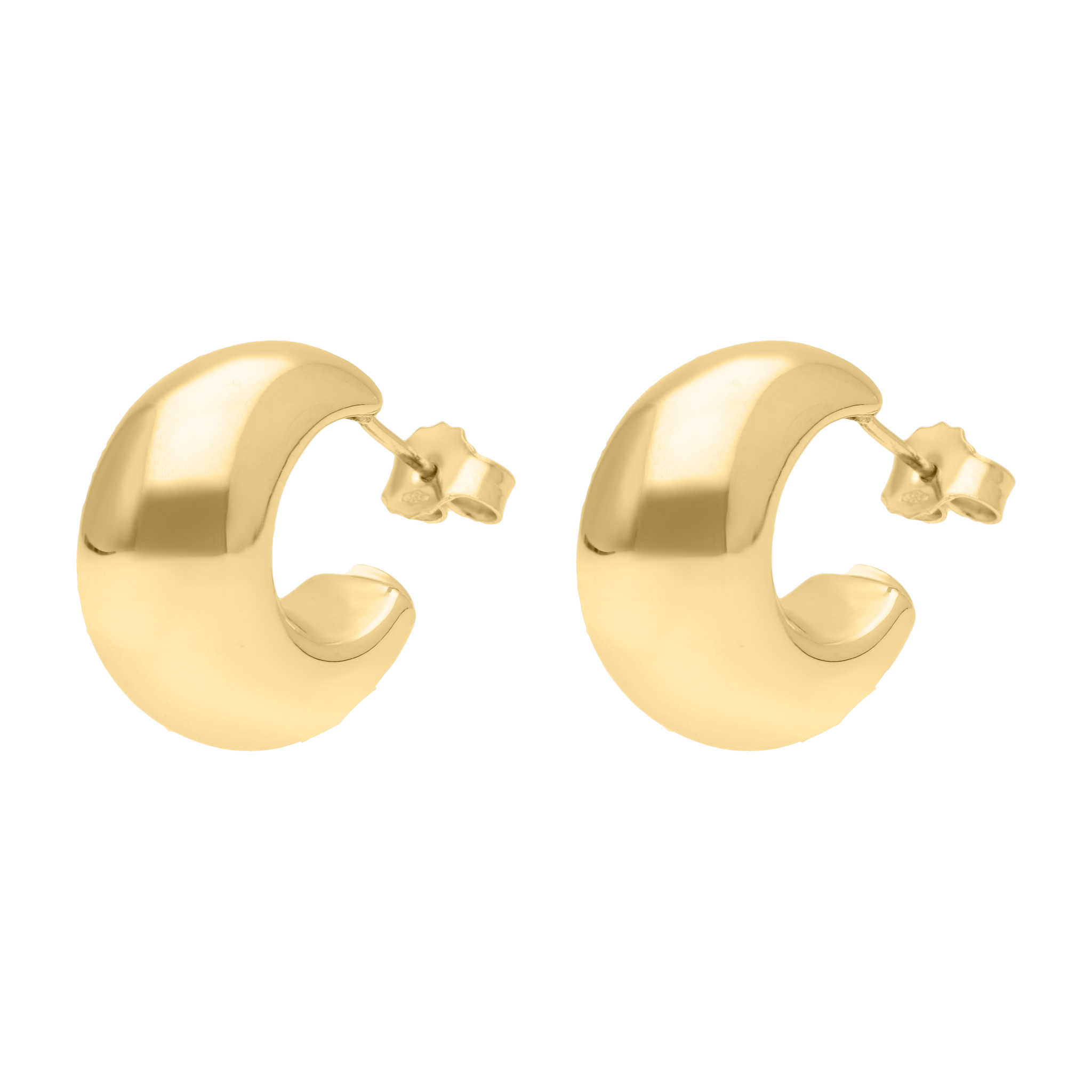Arracadas pequeñas media luna chunky 14K