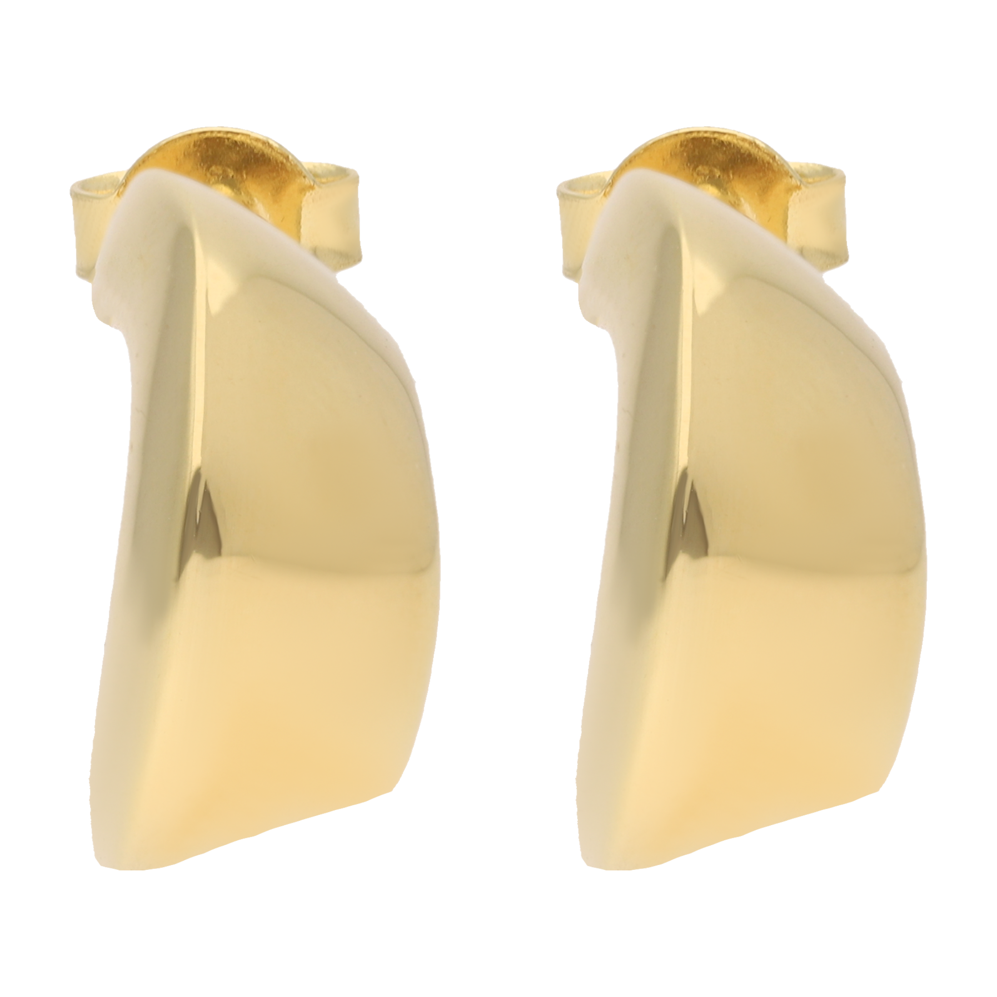 Medias arracadas huecas orejas 14K