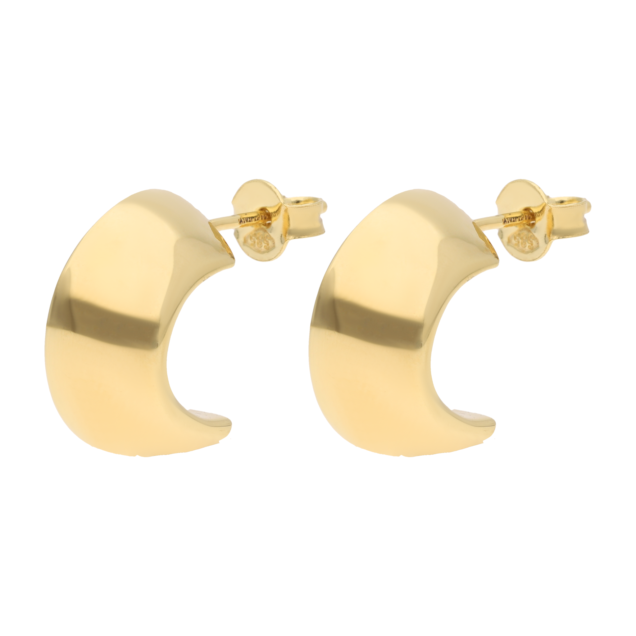 Medias arracadas huecas orejas 14K