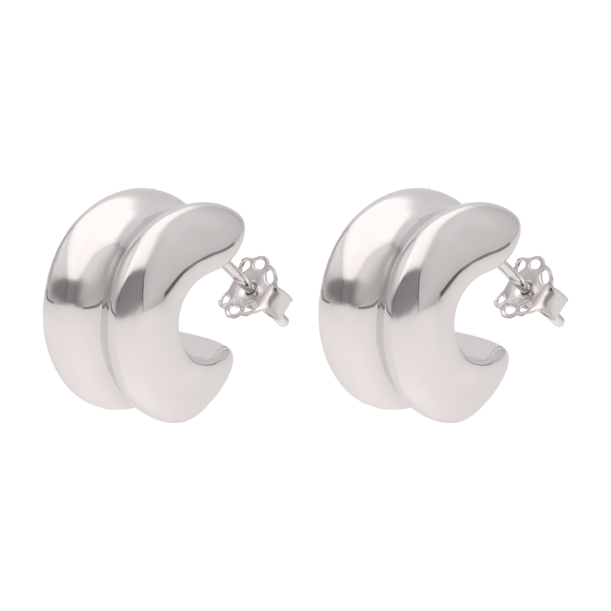 Arracadas chicas cruveadas huecas 14K