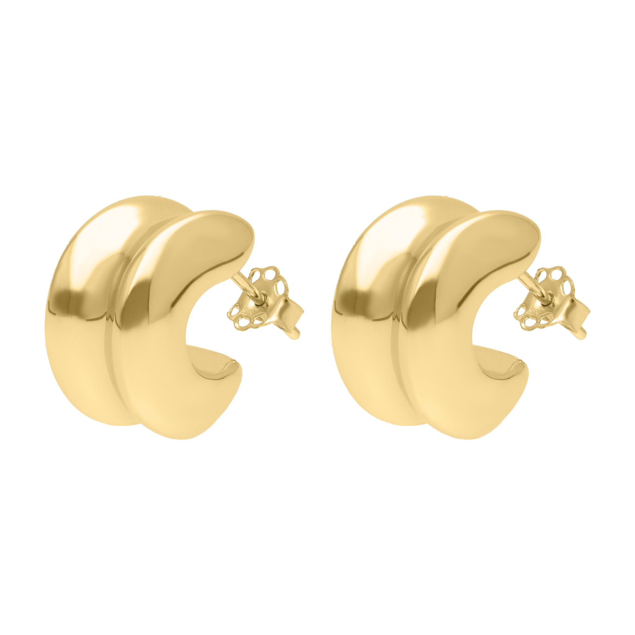 Arracadas chicas cruveadas huecas 14K