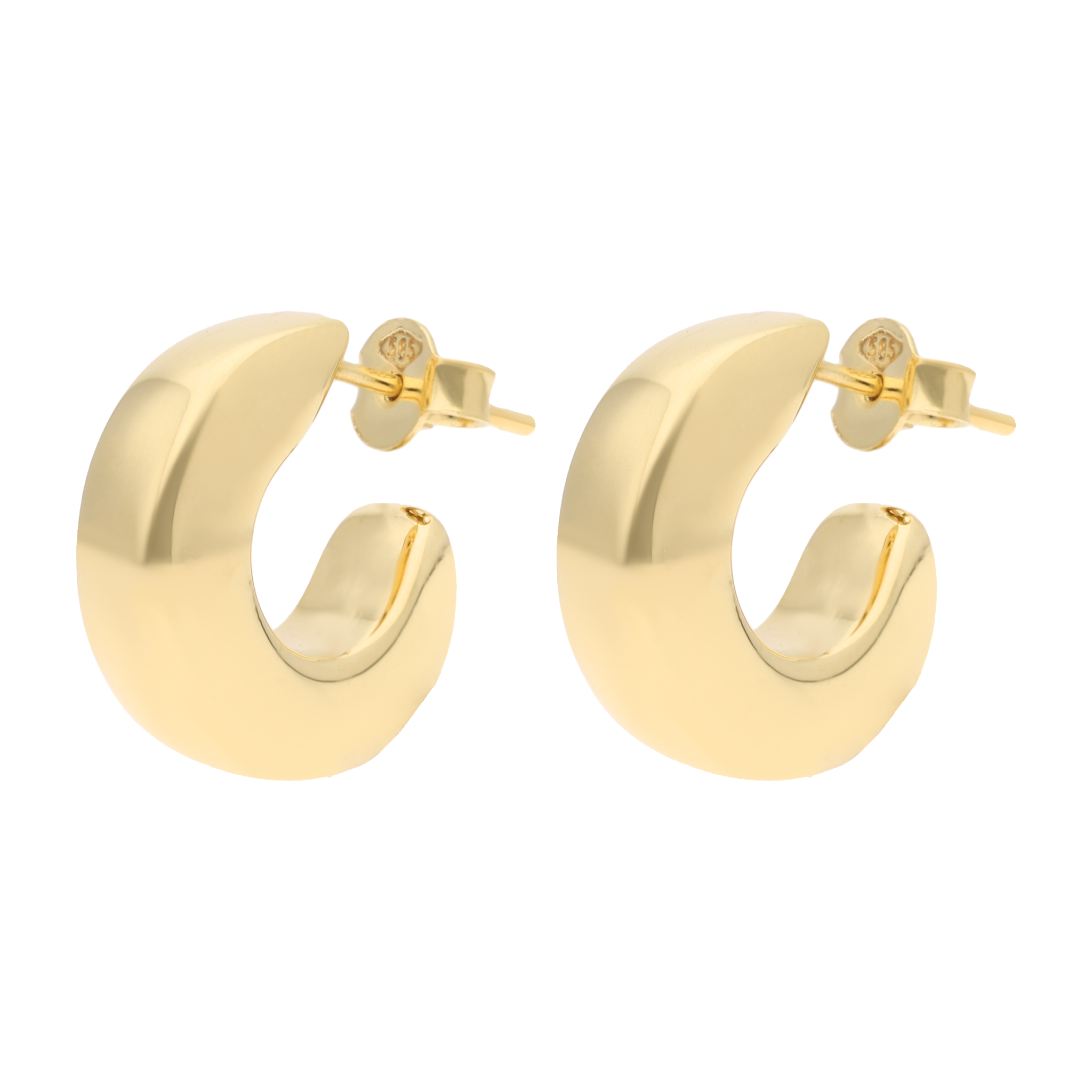 Medias arracadas 6mm huecas 14K