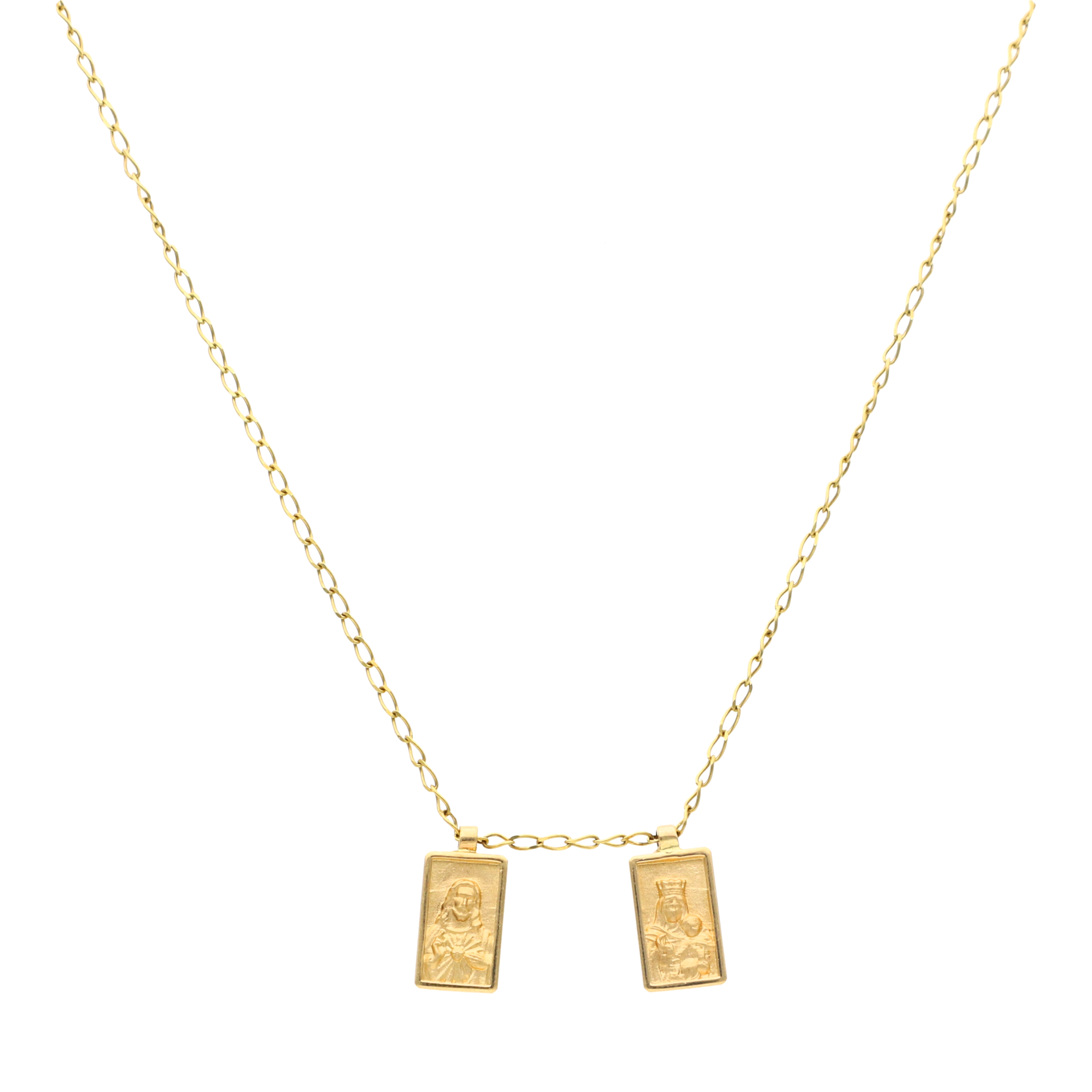Escapulario rectangular Virgen del Carmen 14K