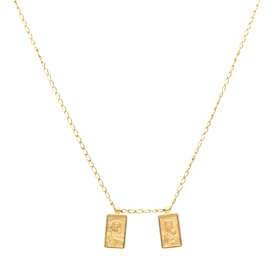 Escapulario rectangular Virgen del Carmen 14K