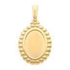 Medalla oval Guadalupe bisel ondeado perlas 14K