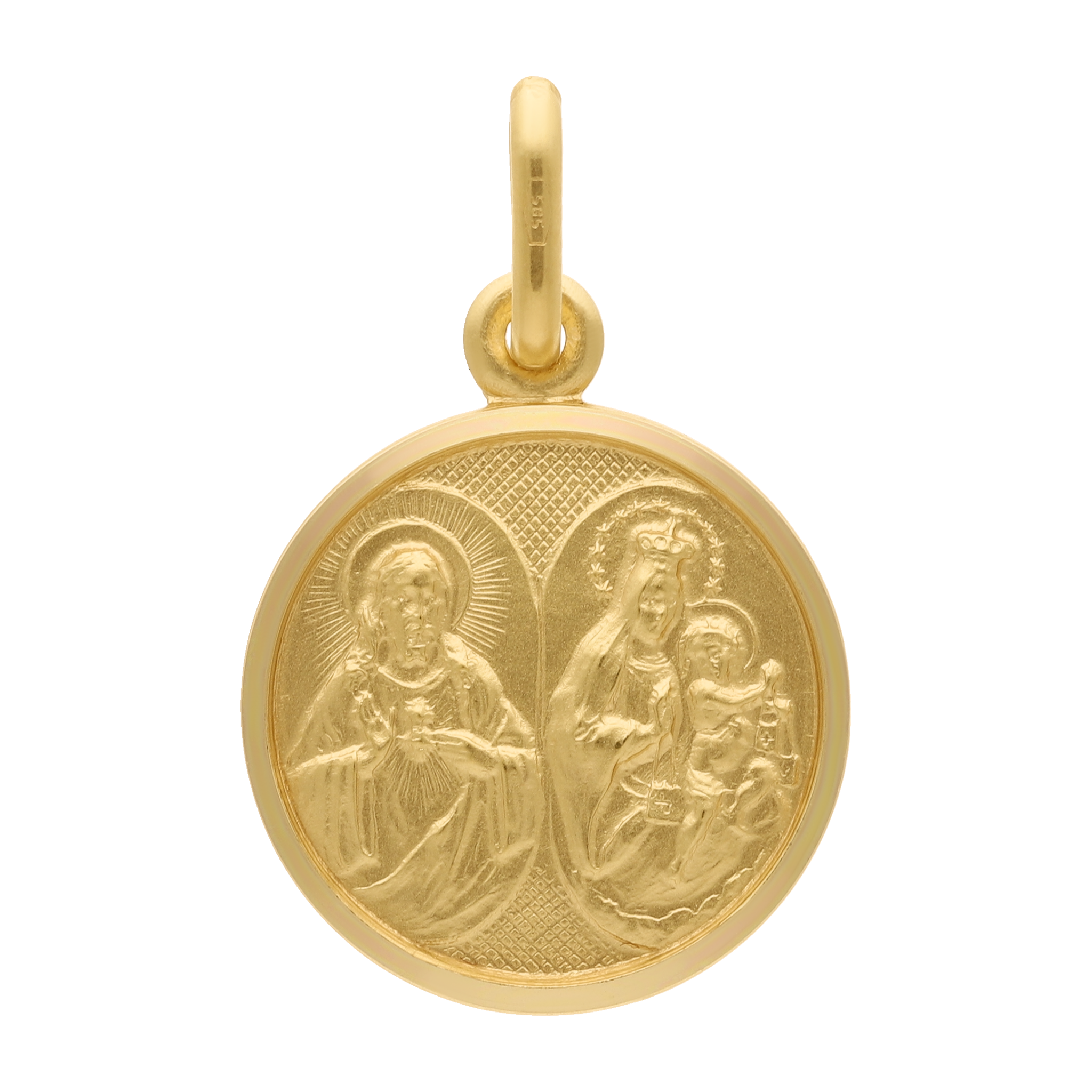 Medalla mate Virgen del Carmen 14K