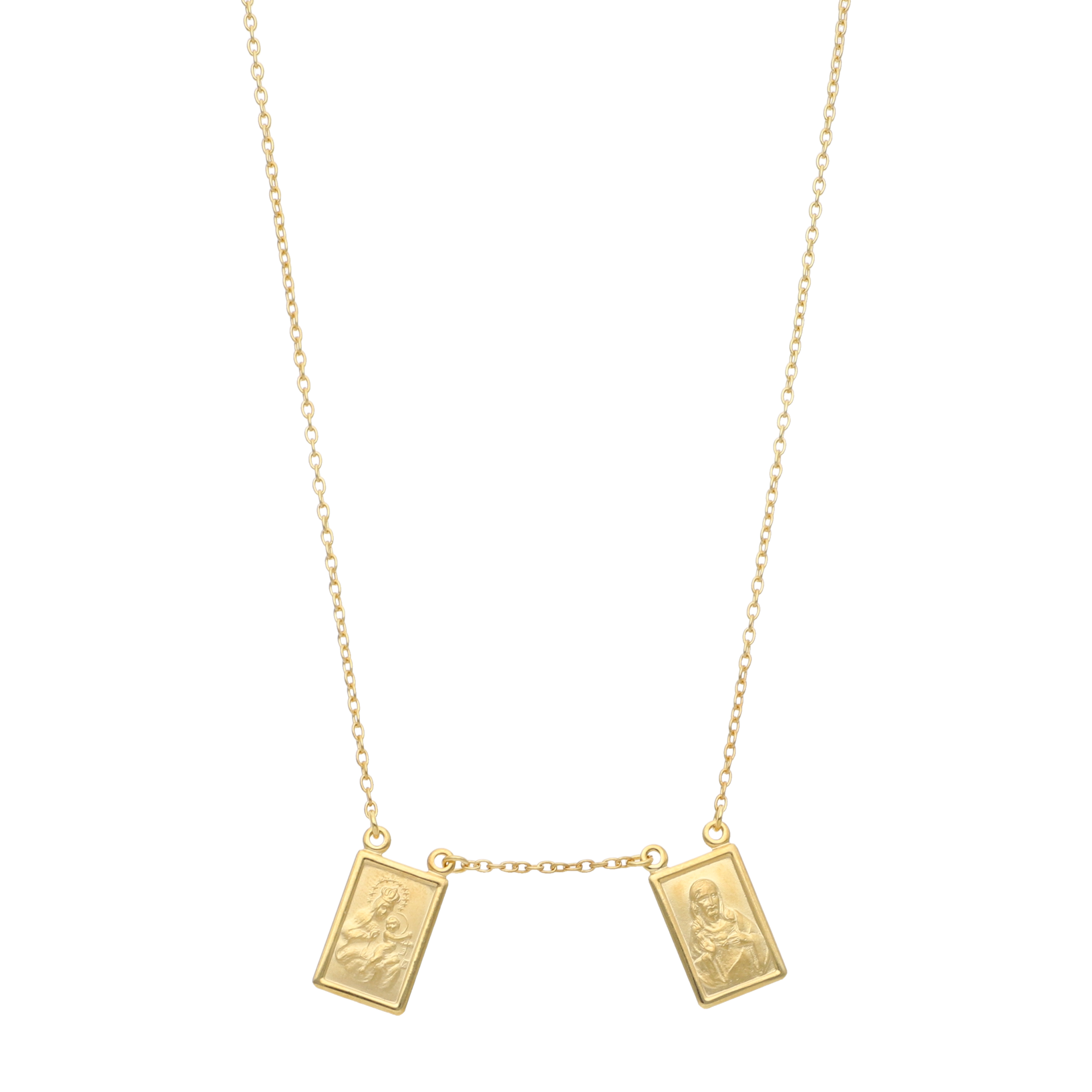 Escapulario Virgen del Carmen cuadrado 14K