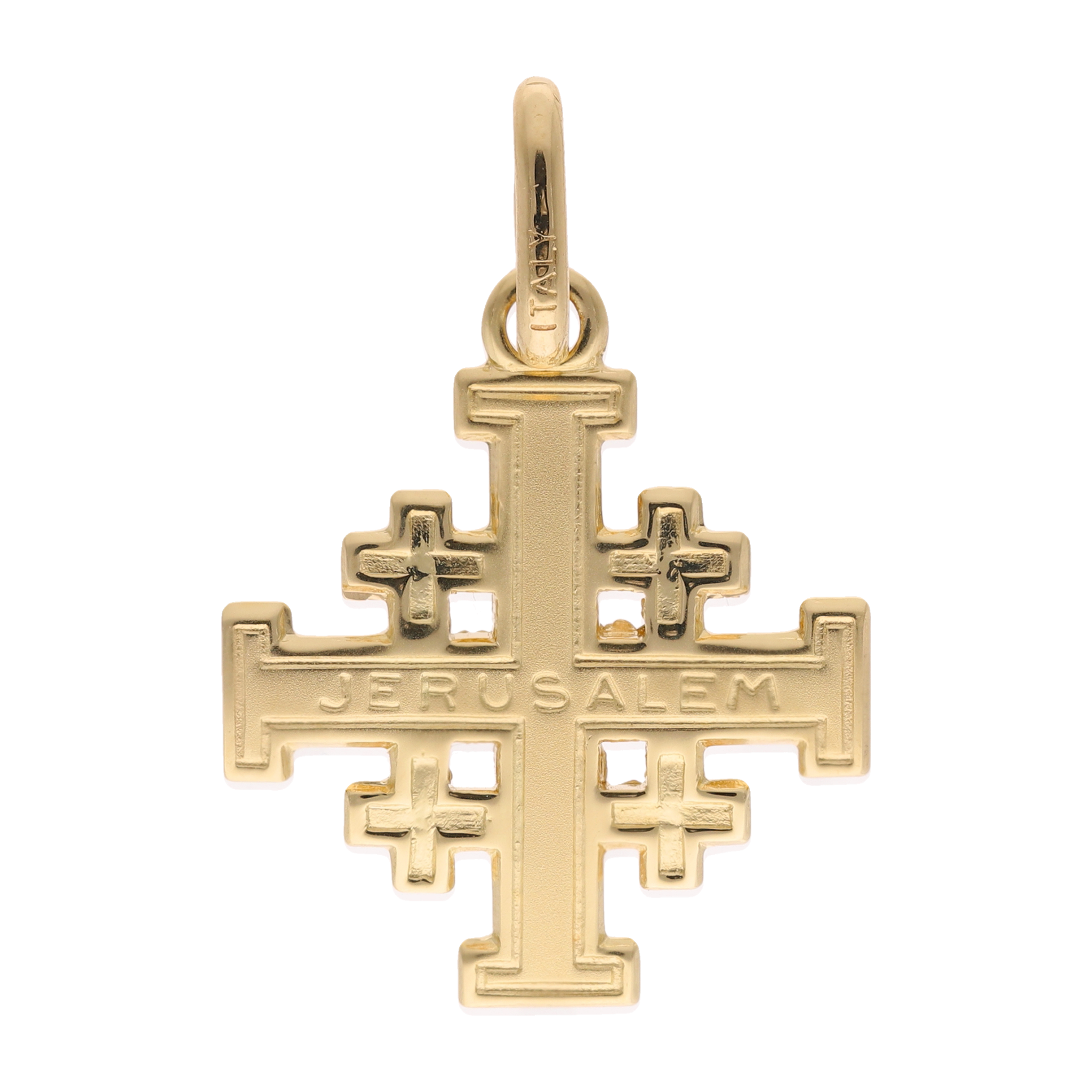 Cruz Jerusalén mate y lisa 14K