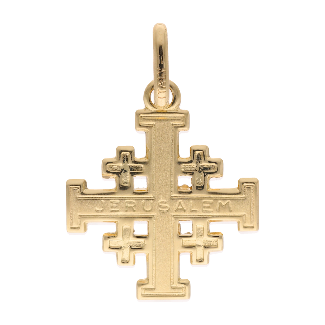 Cruz Jerusalén mate y lisa 14K