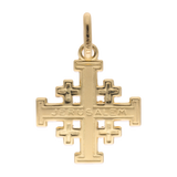 Cruz Jerusalén mate y lisa 14K