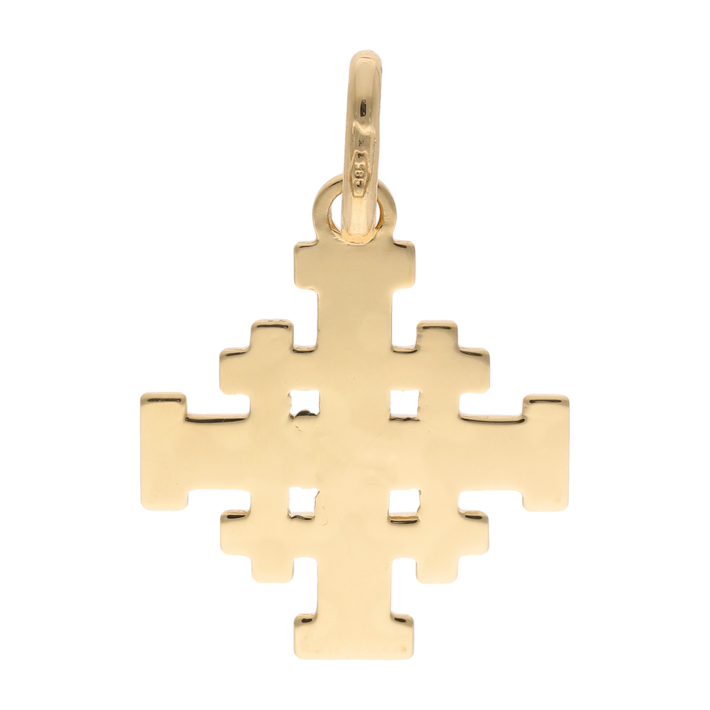 Cruz Jerusalén mate y lisa 14K