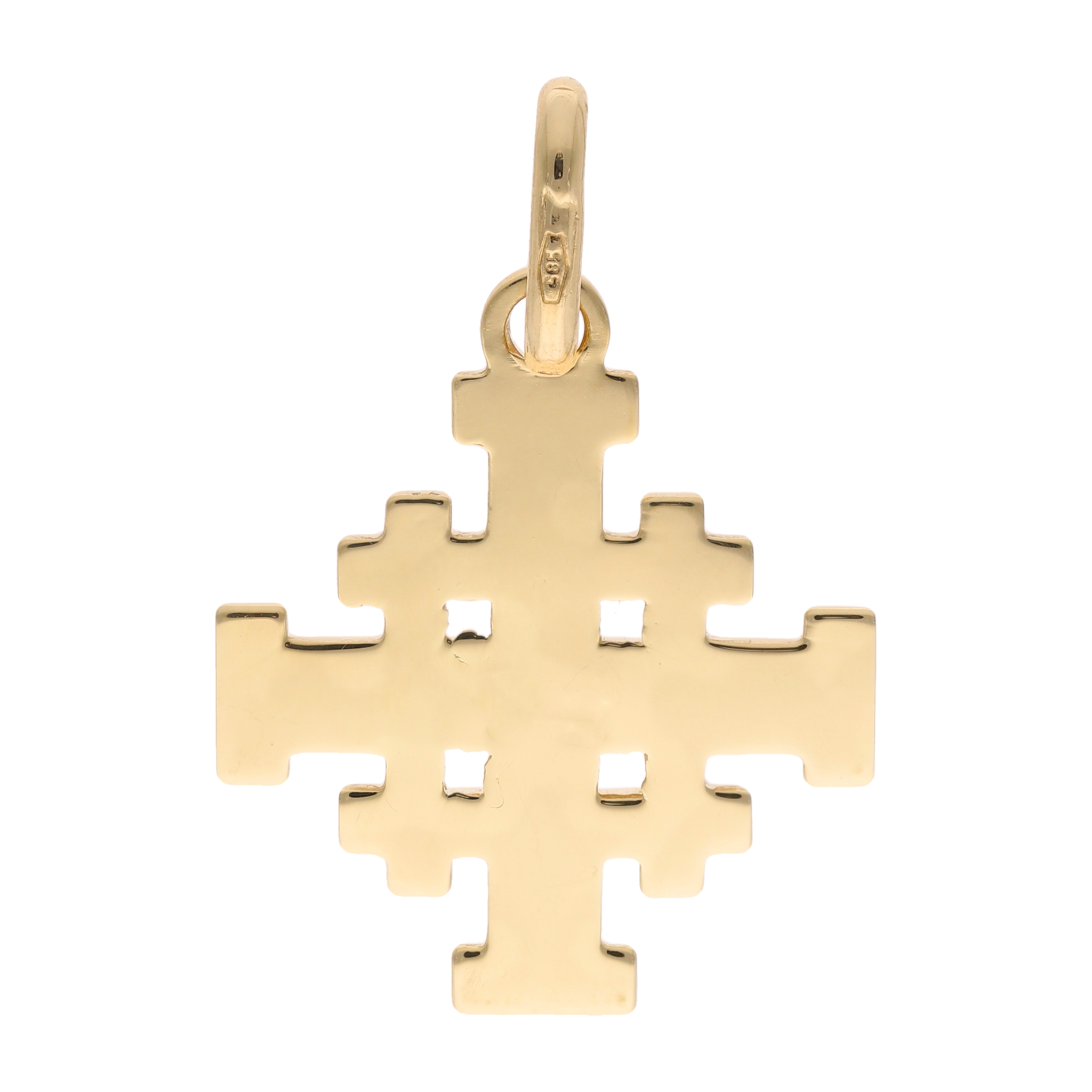 Cruz Jerusalén mate y lisa 14K