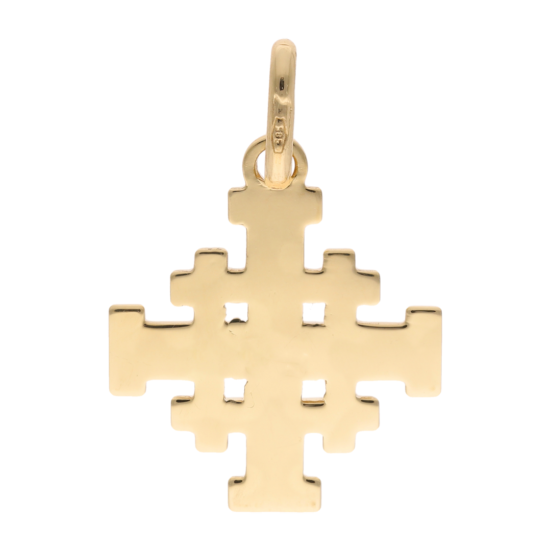 Cruz Jerusalén mate y lisa 14K