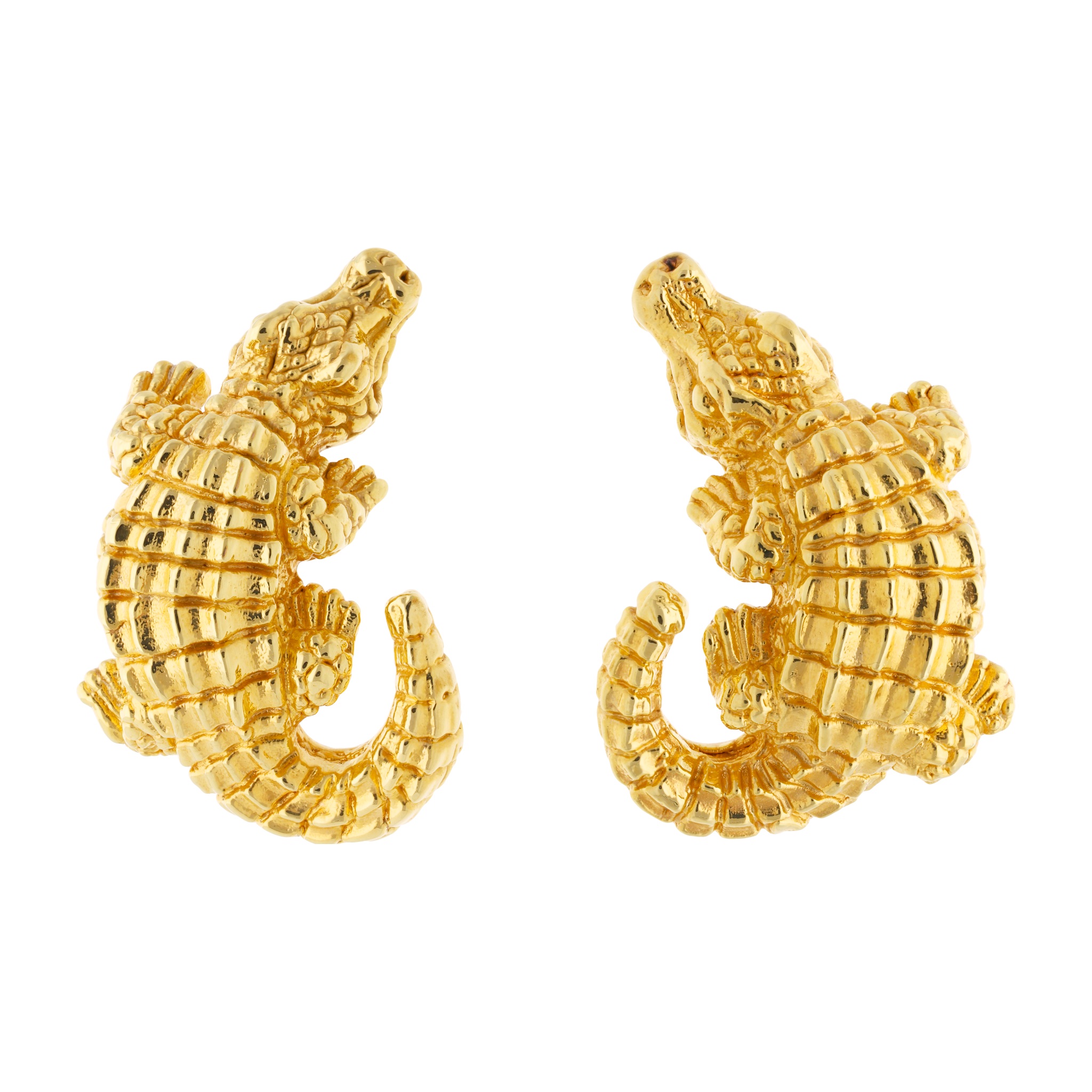 Aretes cocodrilo oro amarillo 14K