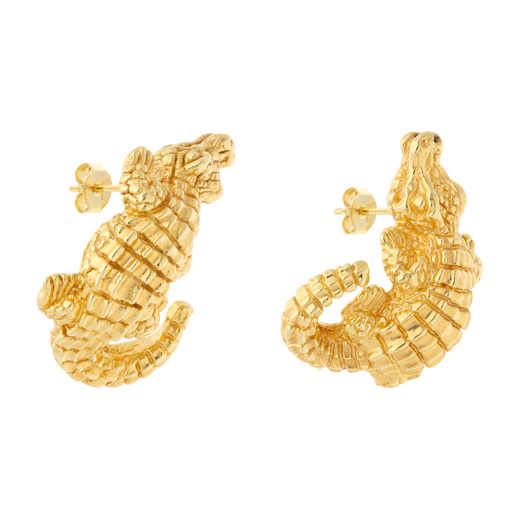 Aretes cocodrilo oro amarillo 14K
