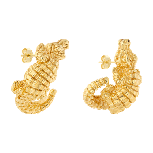 Aretes cocodrilo oro amarillo 14K