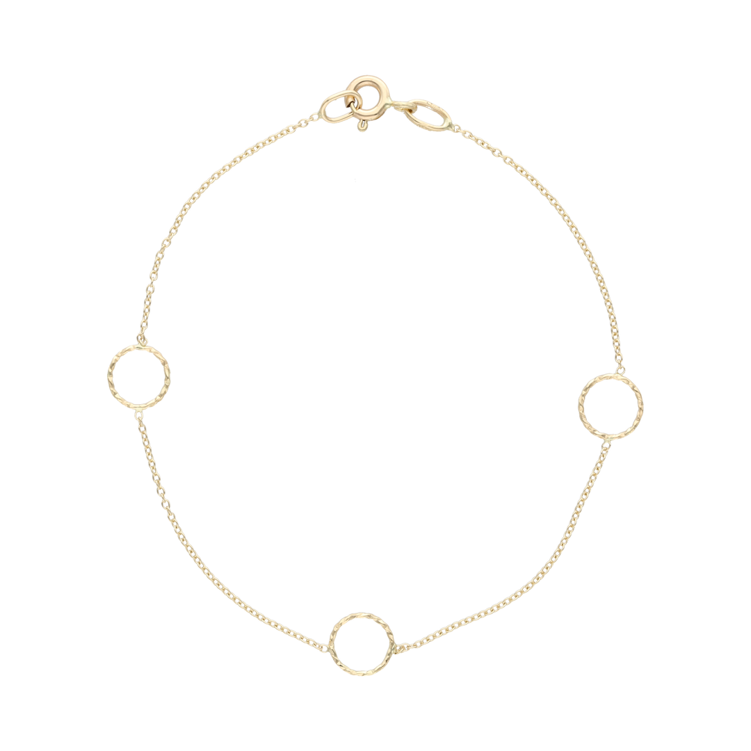 Pulsera círculos diamantados 14K