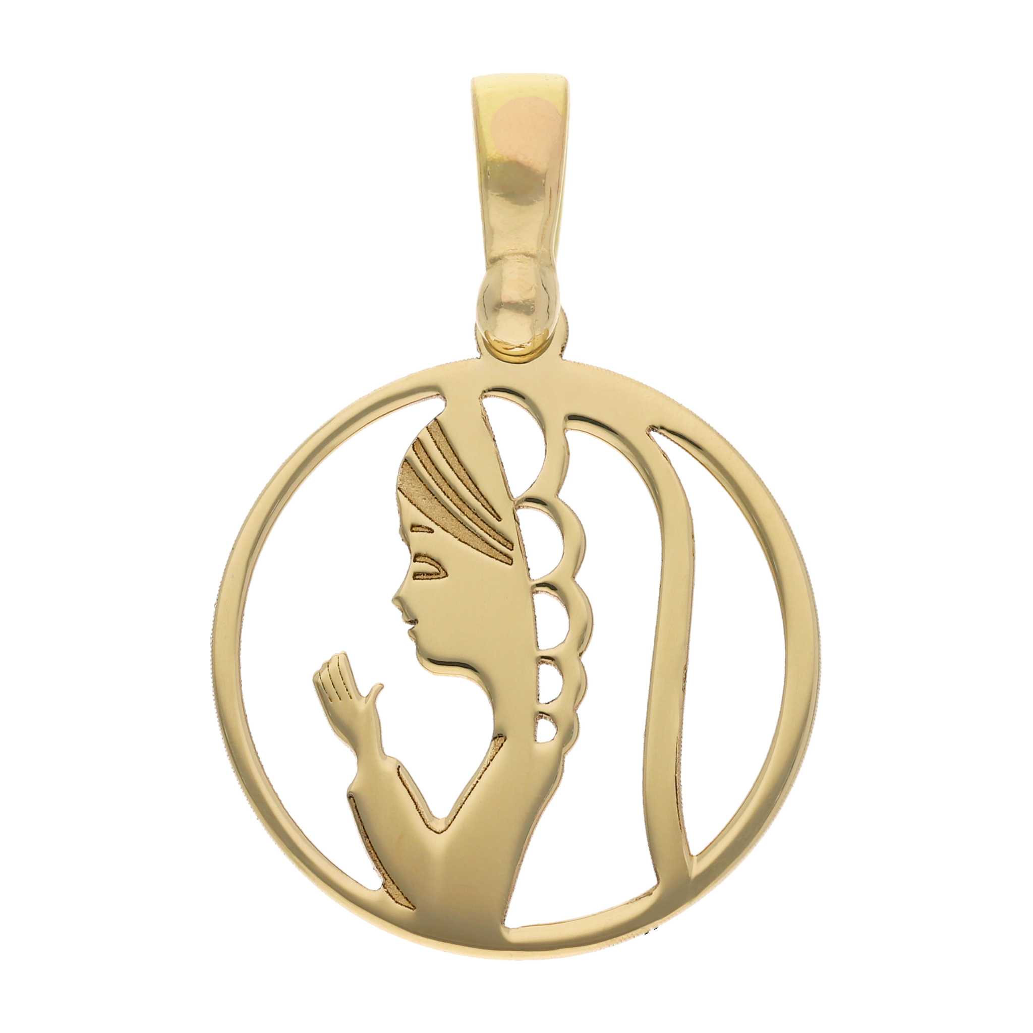 Medalla lisa figura Virgen Niña 14K