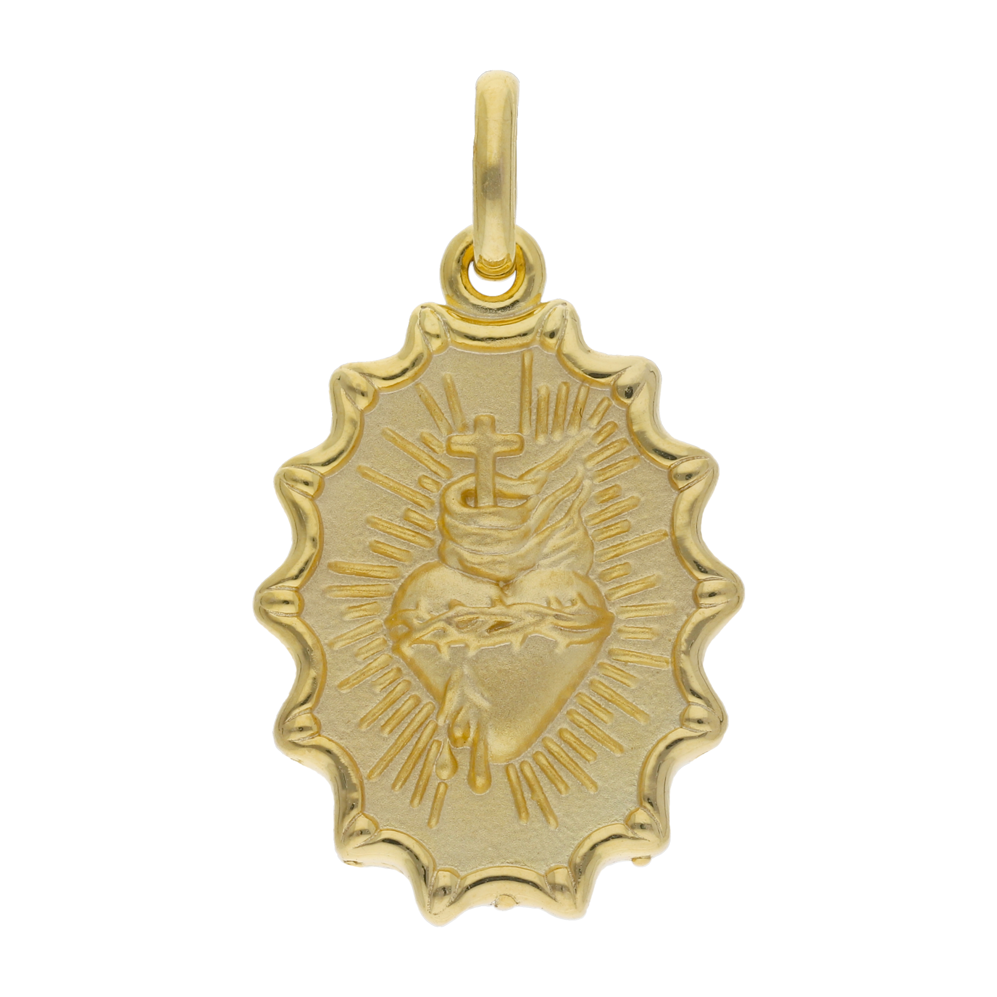 Medalla Sagrado Corazón bisel ondeado 14K