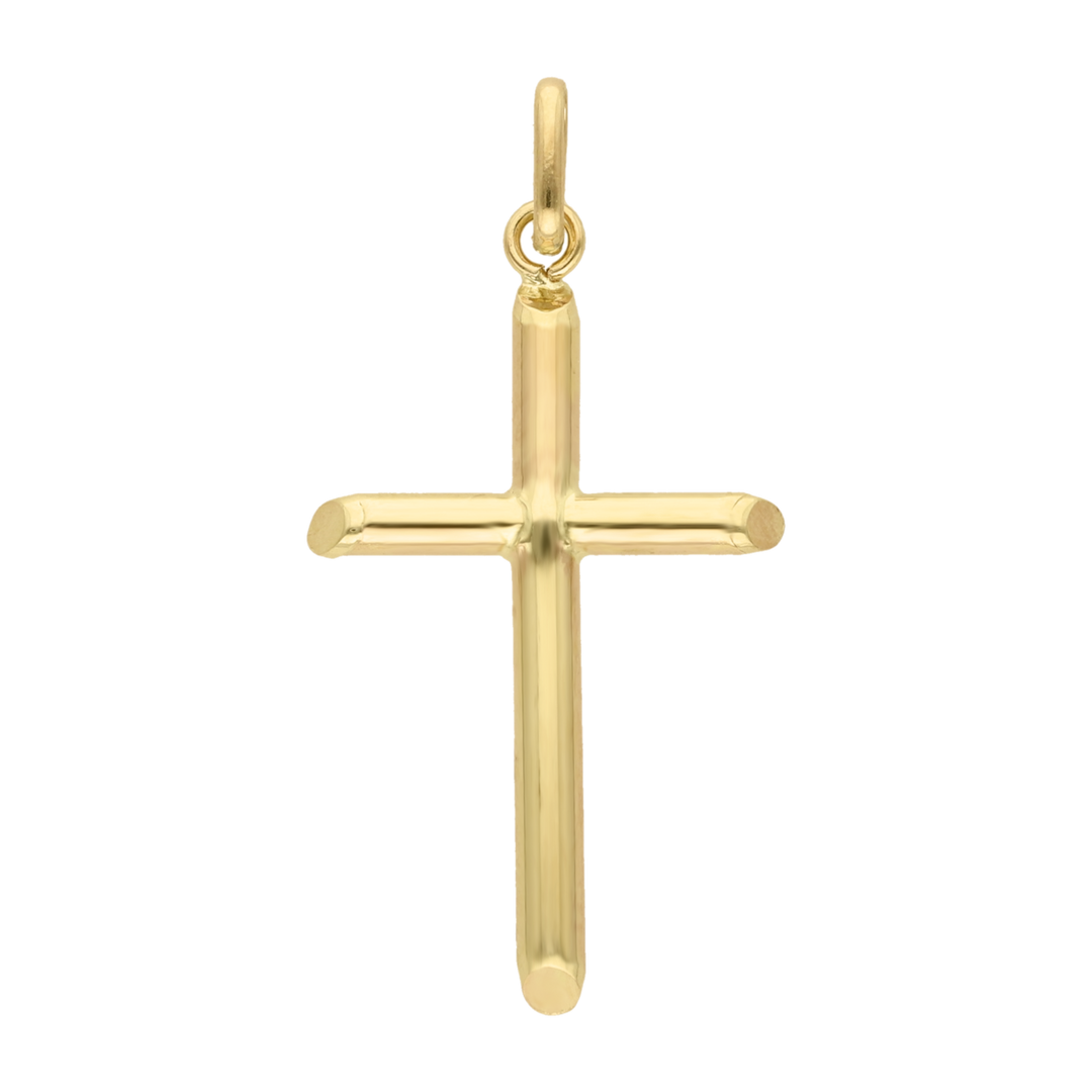 Cruz tubo oro amarillo 14K