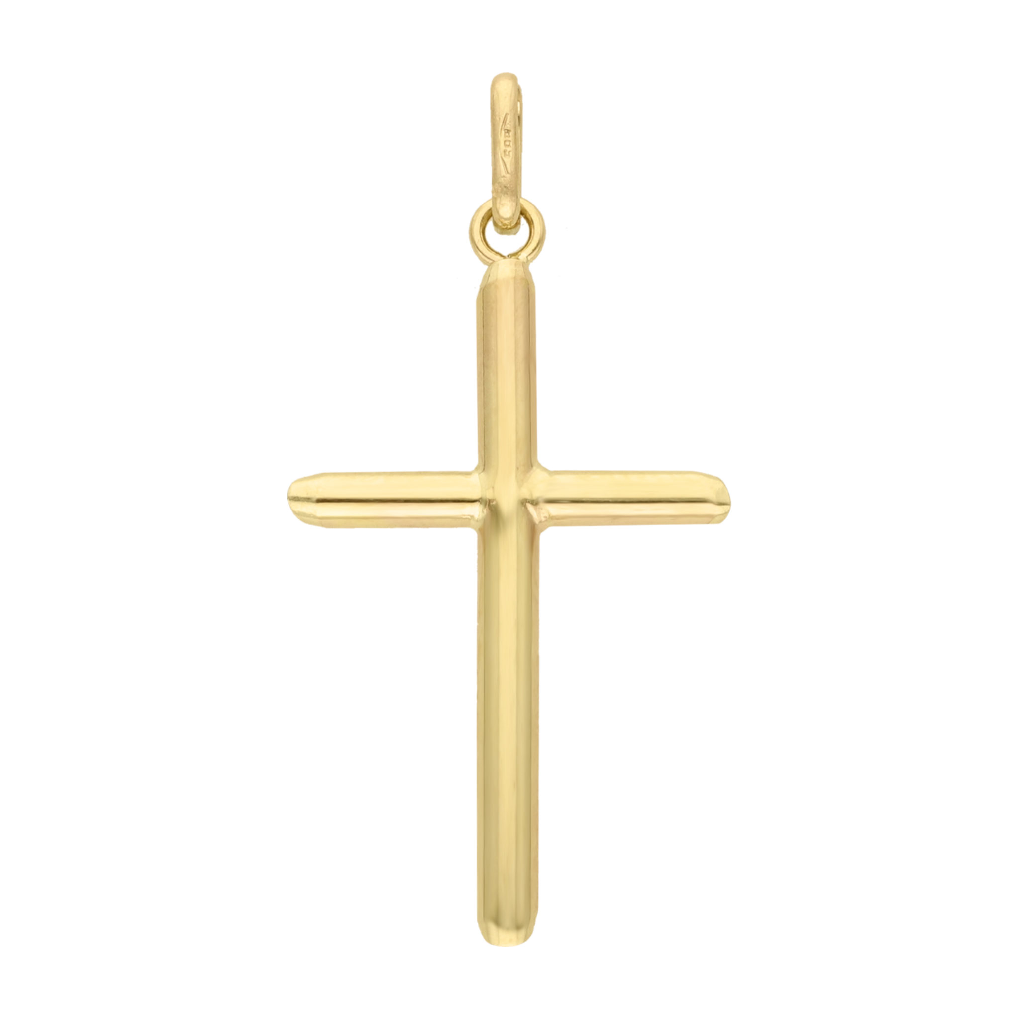 Cruz tubo oro amarillo 14K