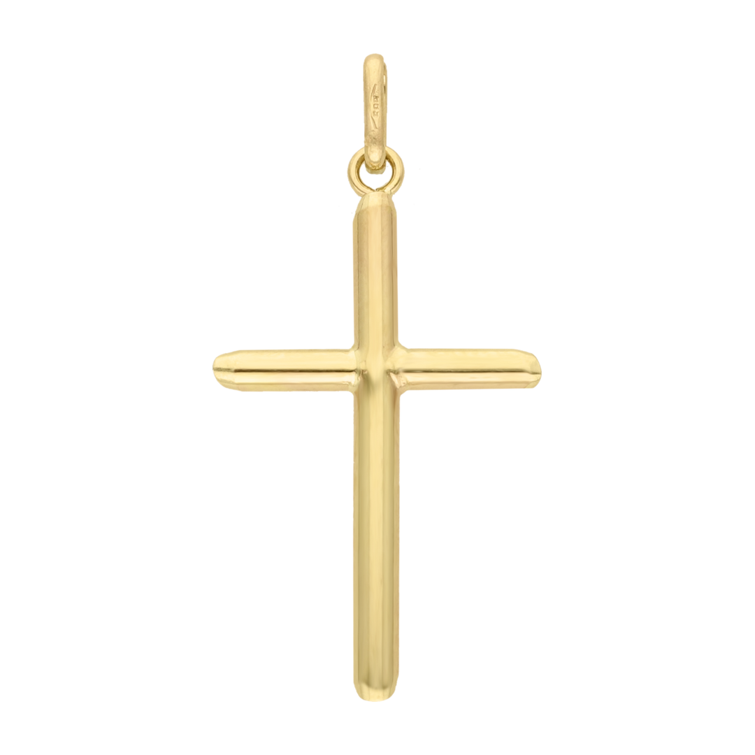 Cruz tubo oro amarillo 14K