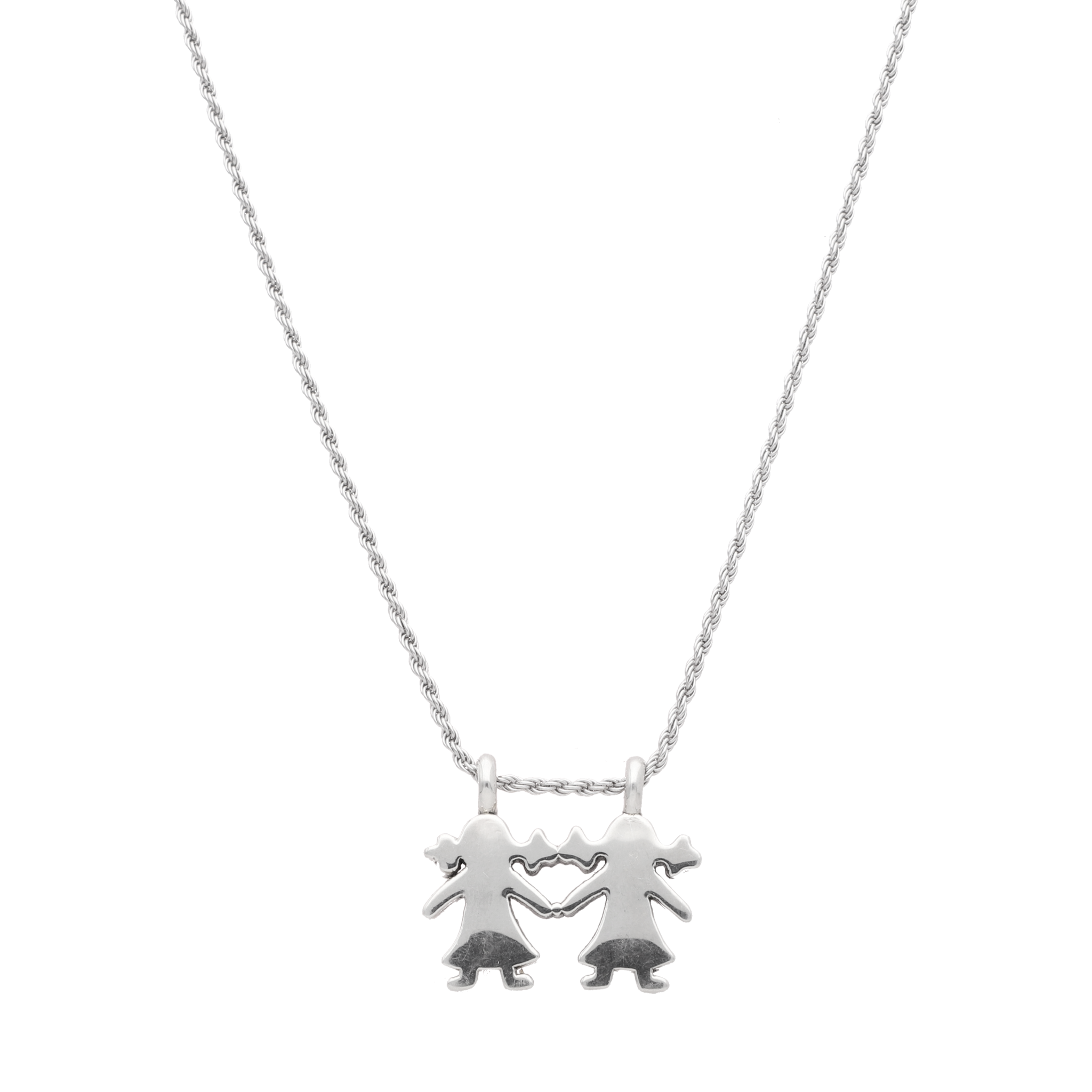 Collar dije 2 niñas plata