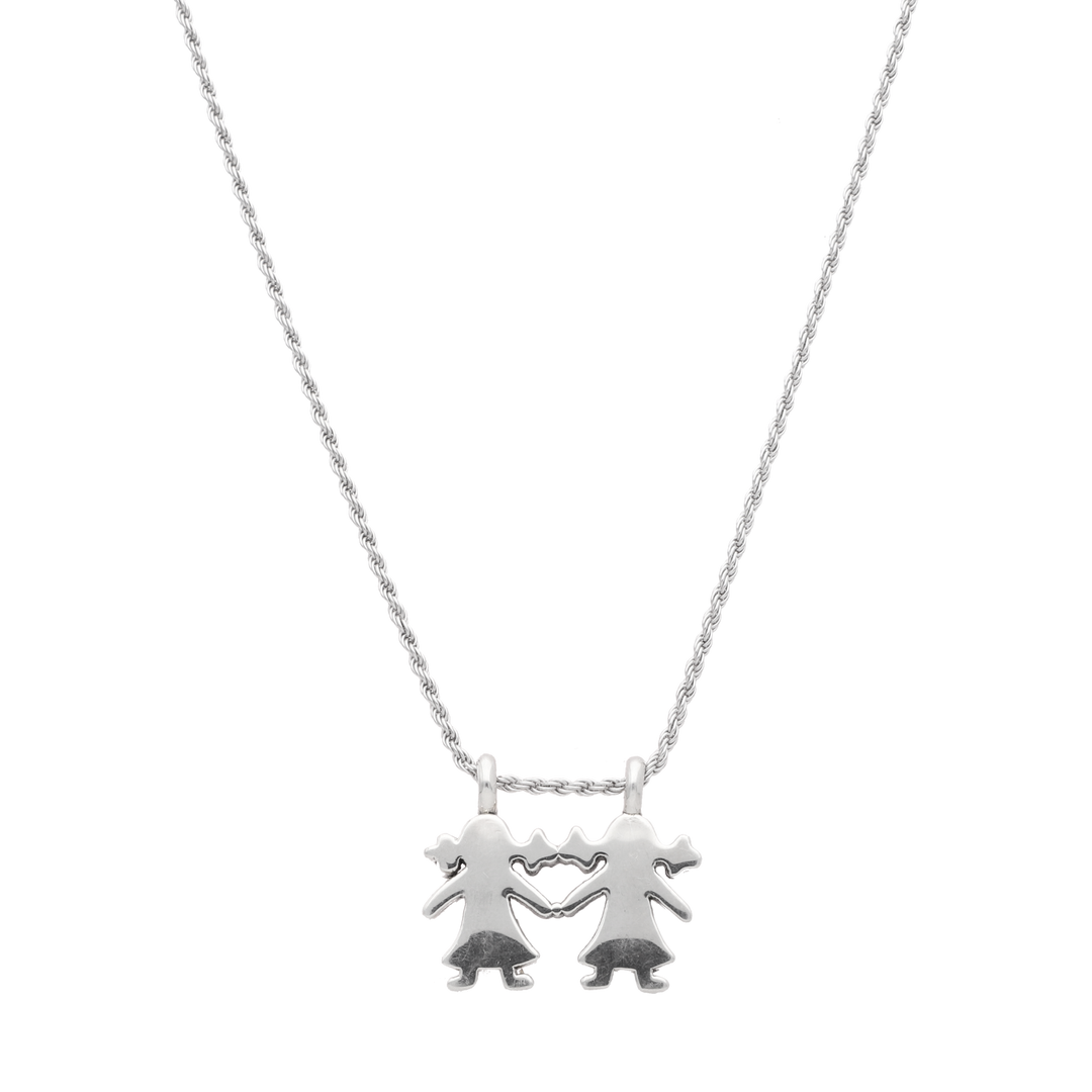 Collar dije 2 niñas plata