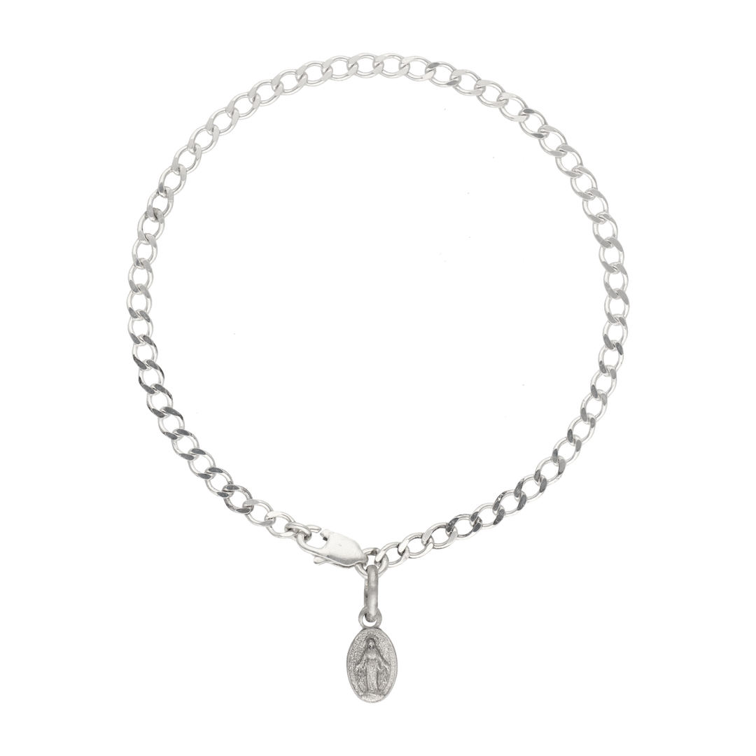 Pulsera barbada medalla Milagrosa plata