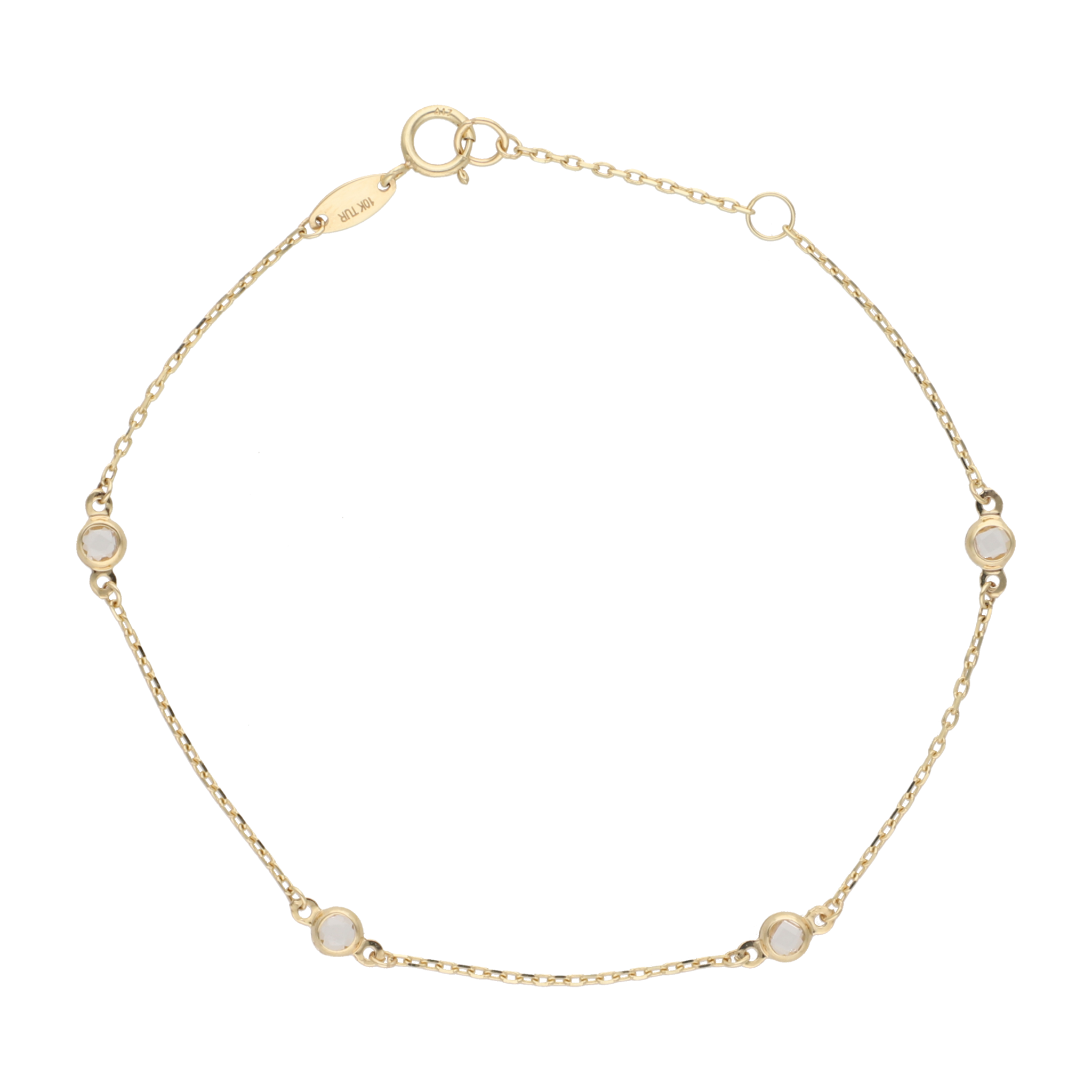 Pulsera 4 circonias transparentes 10K