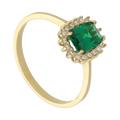 Anillo circonias verdes y blancas 10K