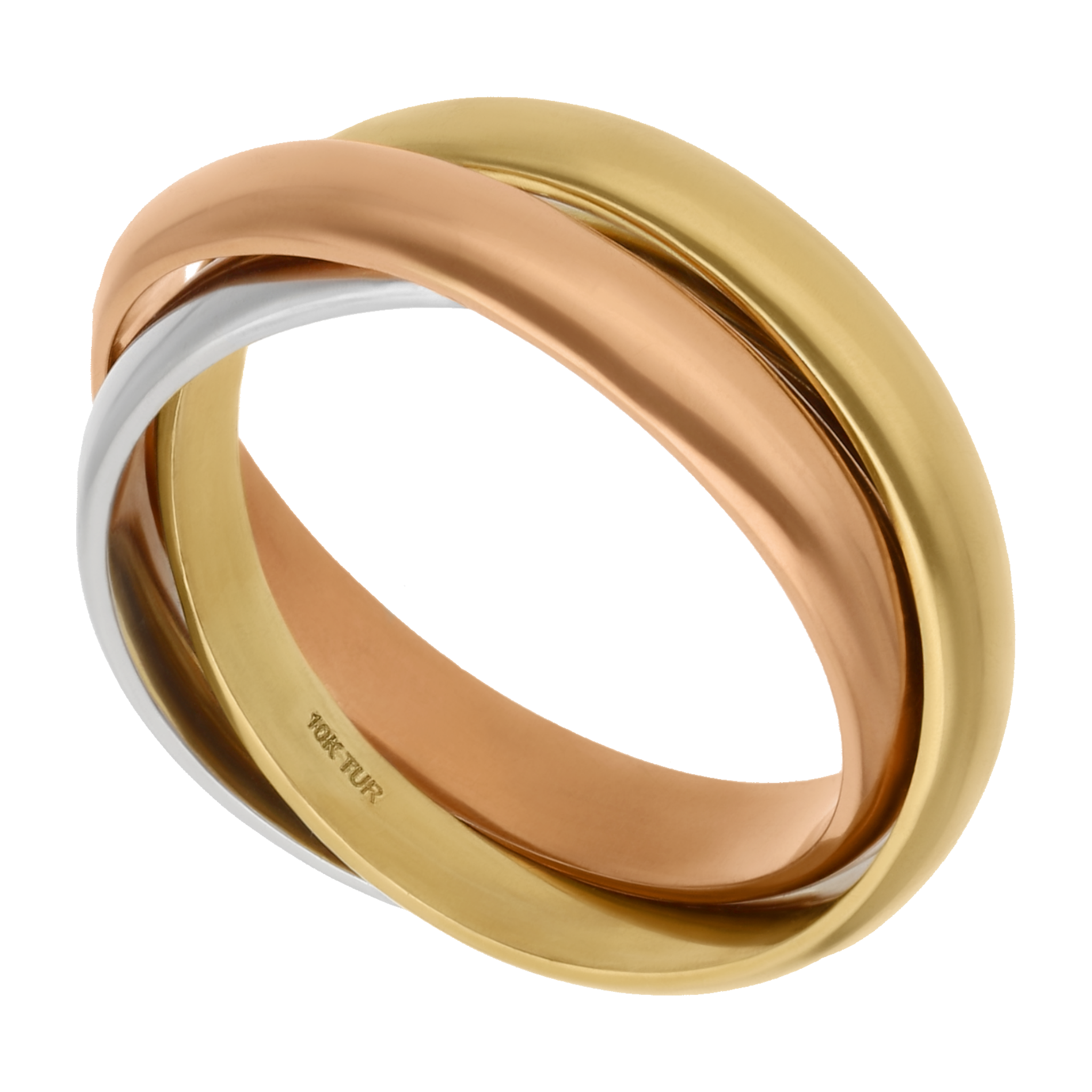 Anillos entrelazados 3 oros 10K