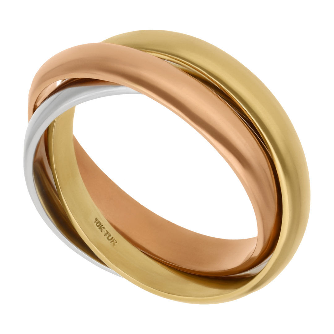 Anillos entrelazados 3 oros 10K