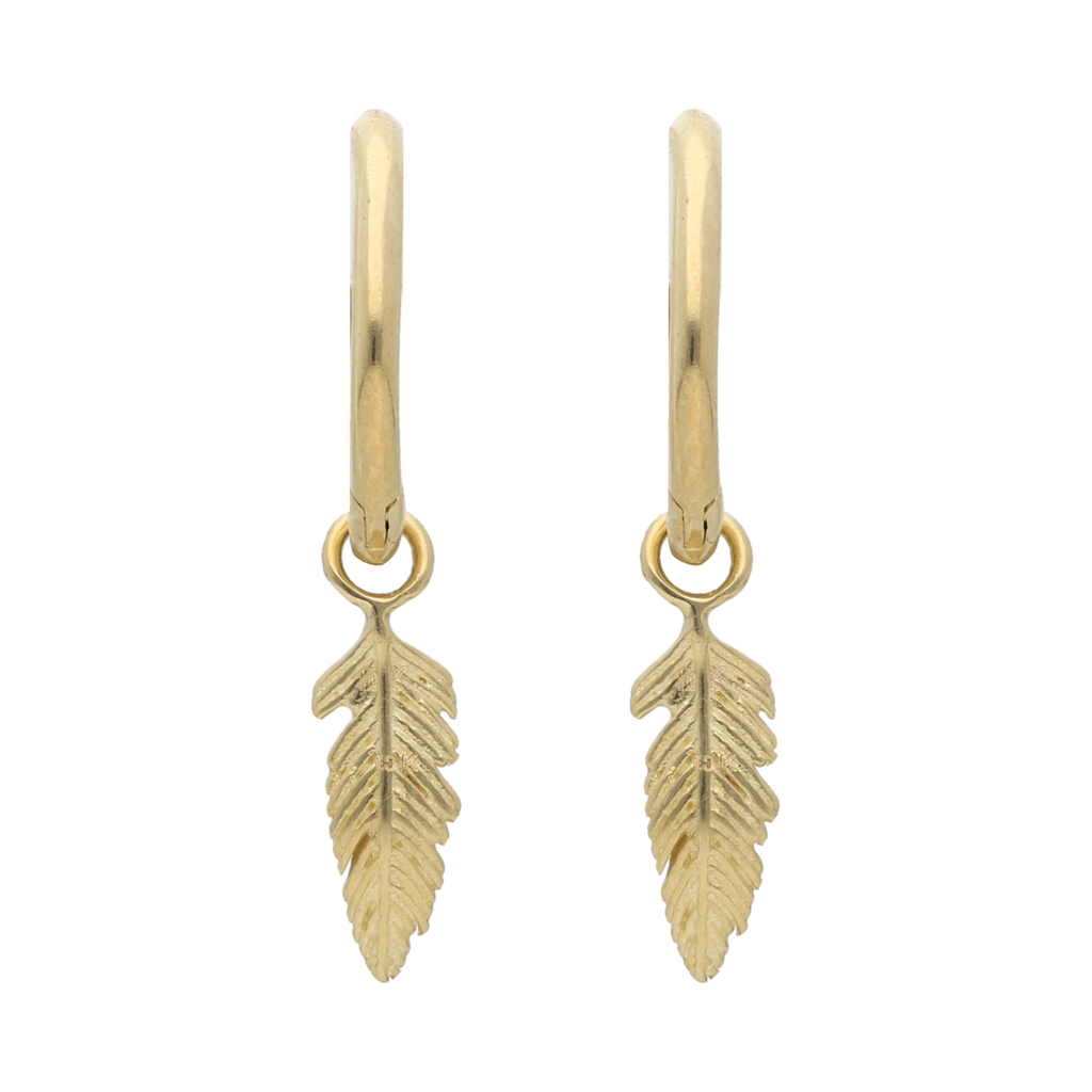 Arracadas pluma colgante 10K