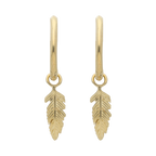 Arracadas pluma colgante 10K