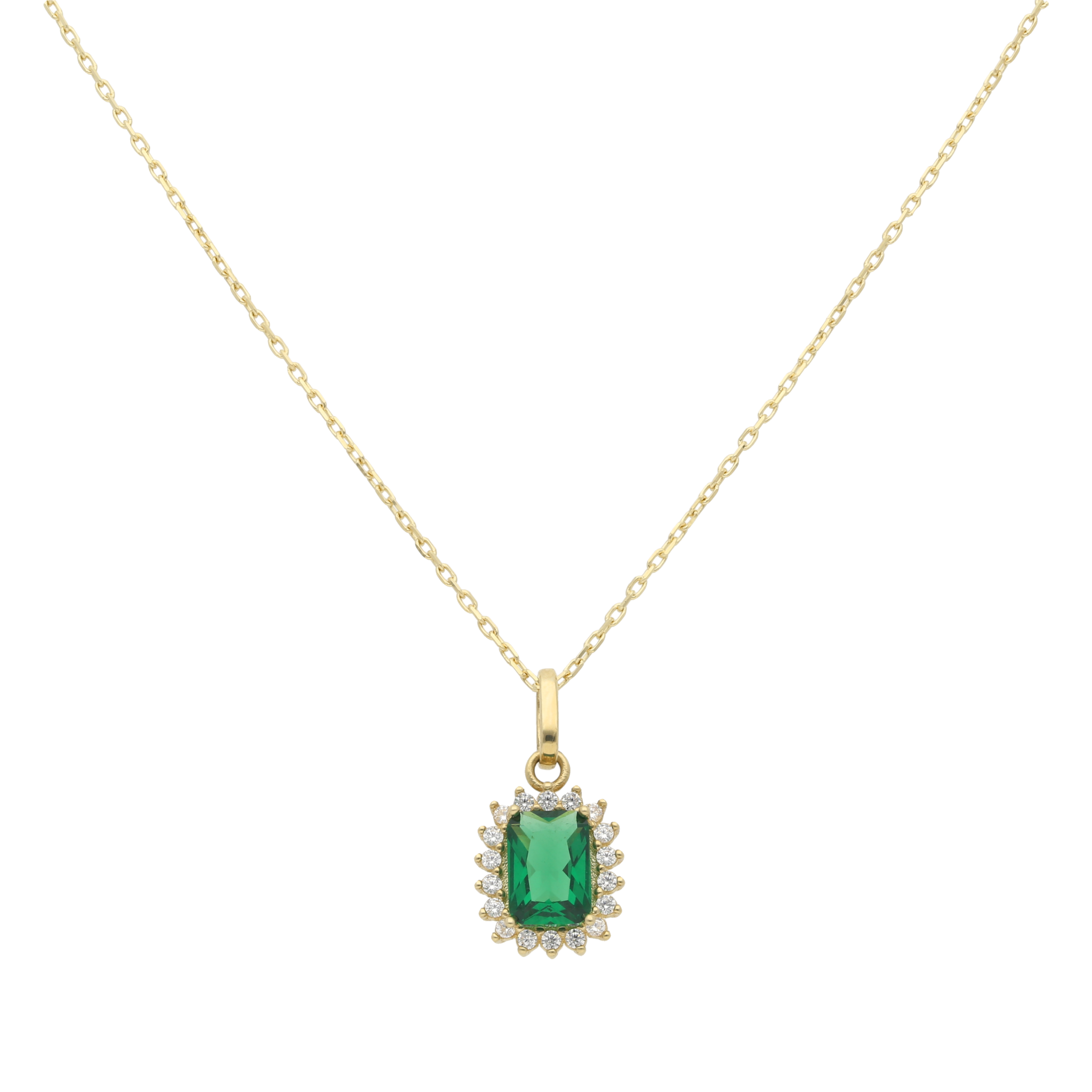 Collar circonias verdes y blancas 10K