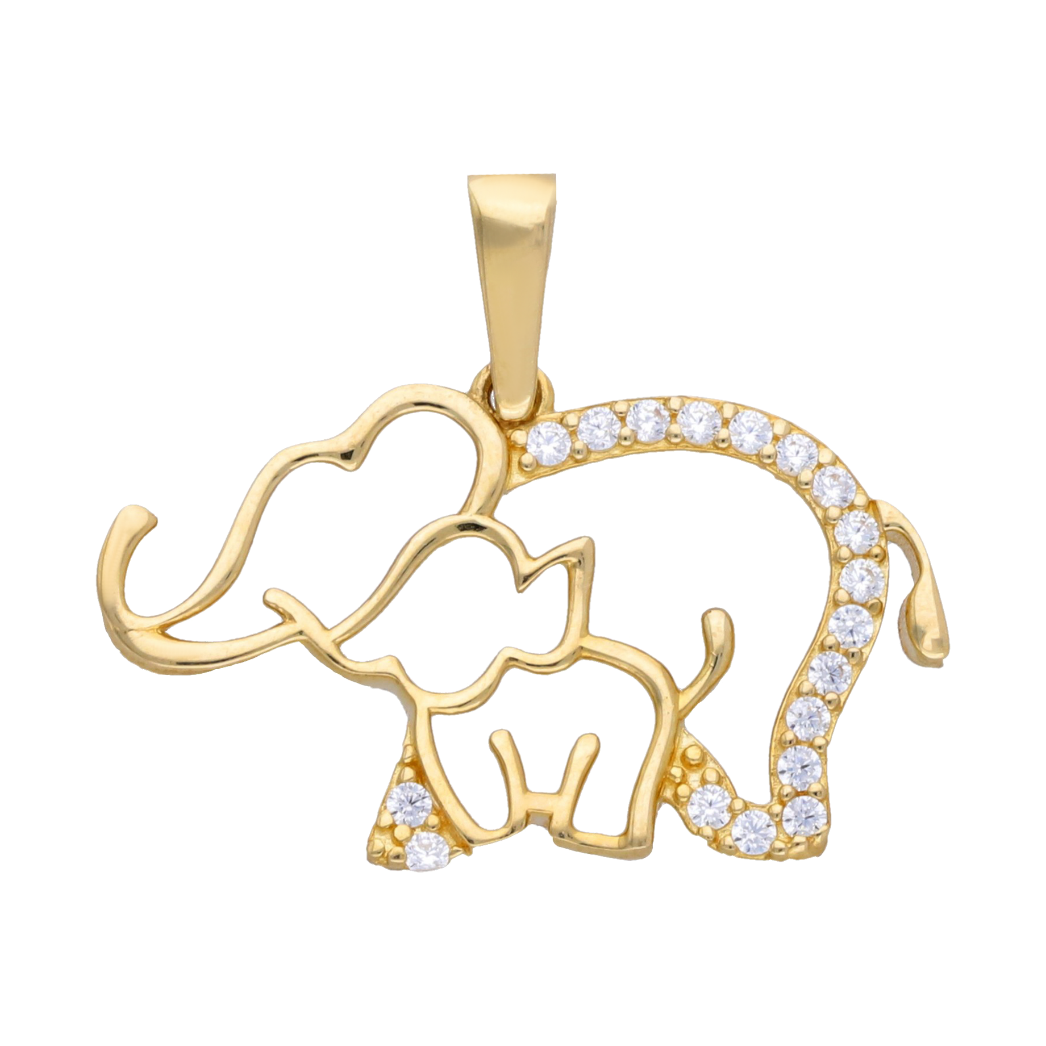 Dije elefante mamá e hijo circonias 10K