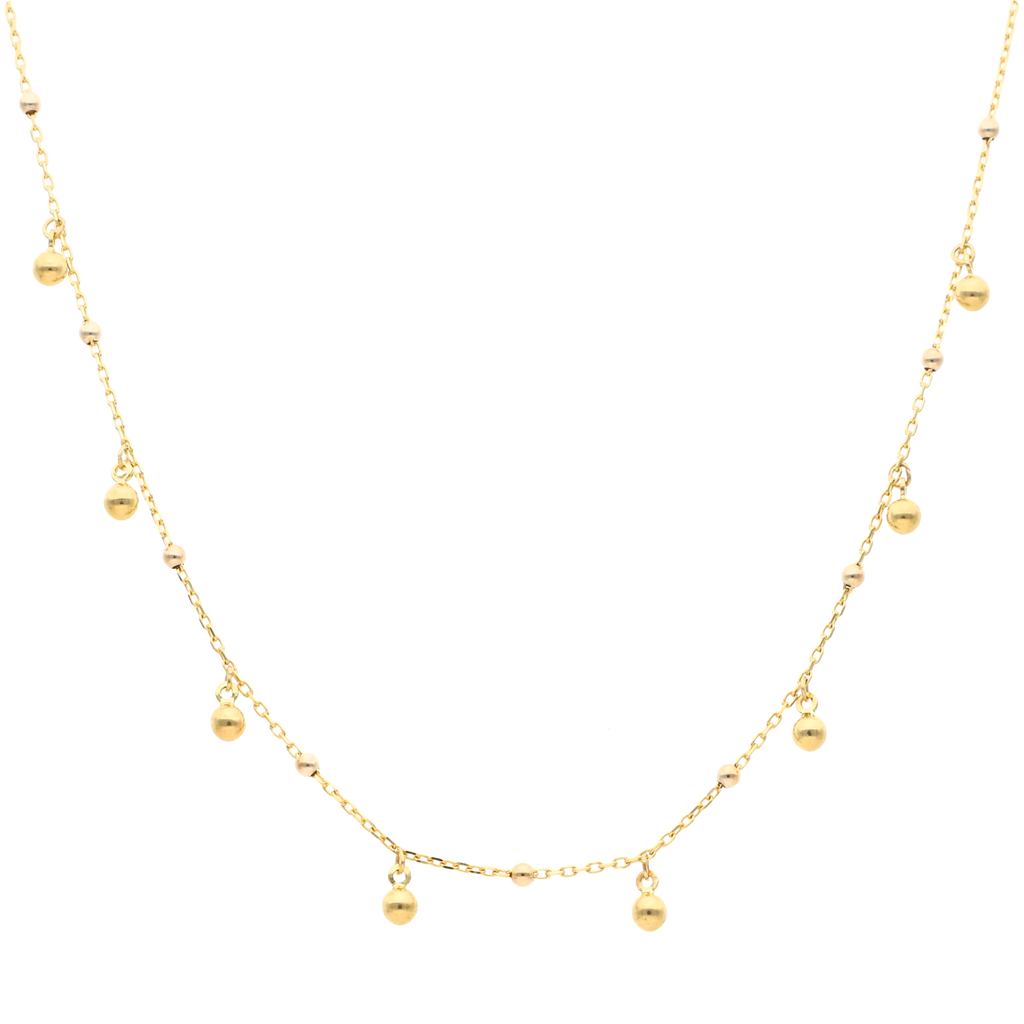 Collar bolitas lisas colgantes 10K