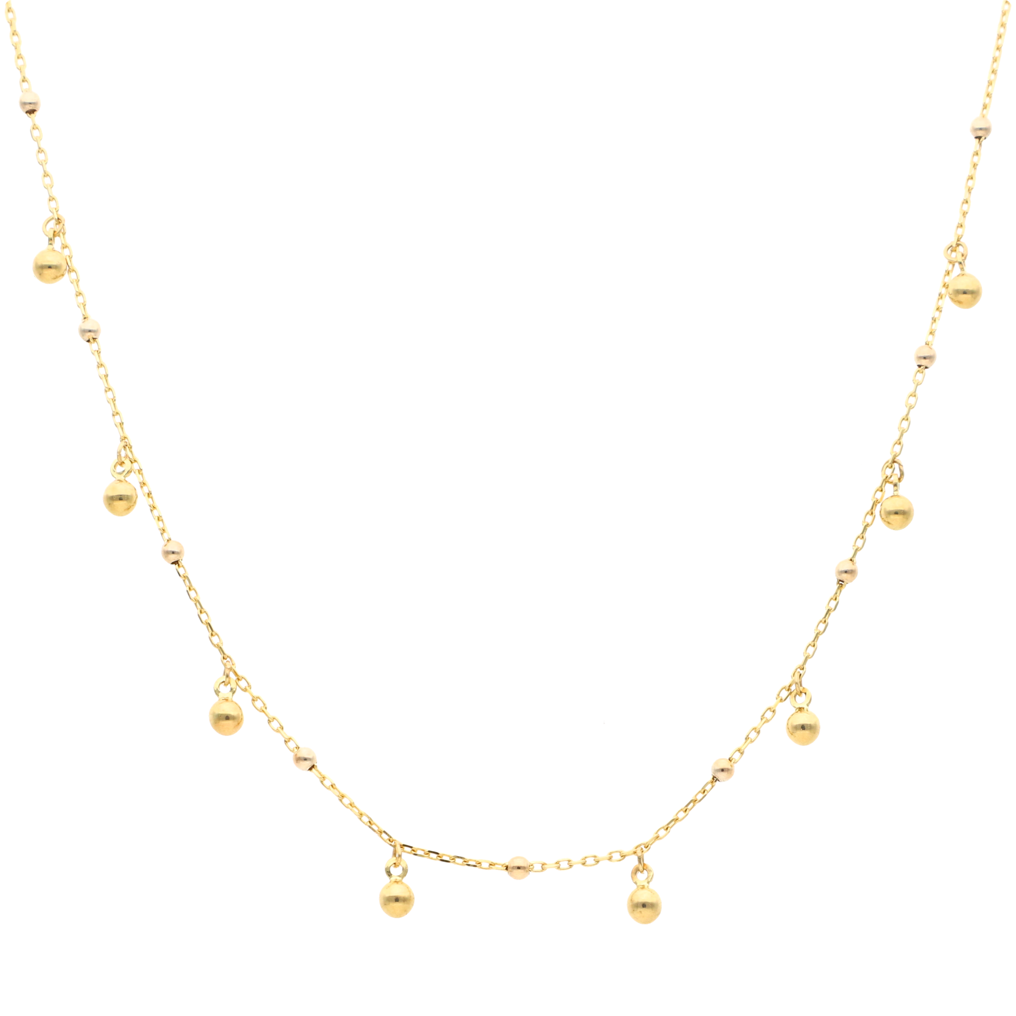 Collar bolitas lisas colgantes 10K