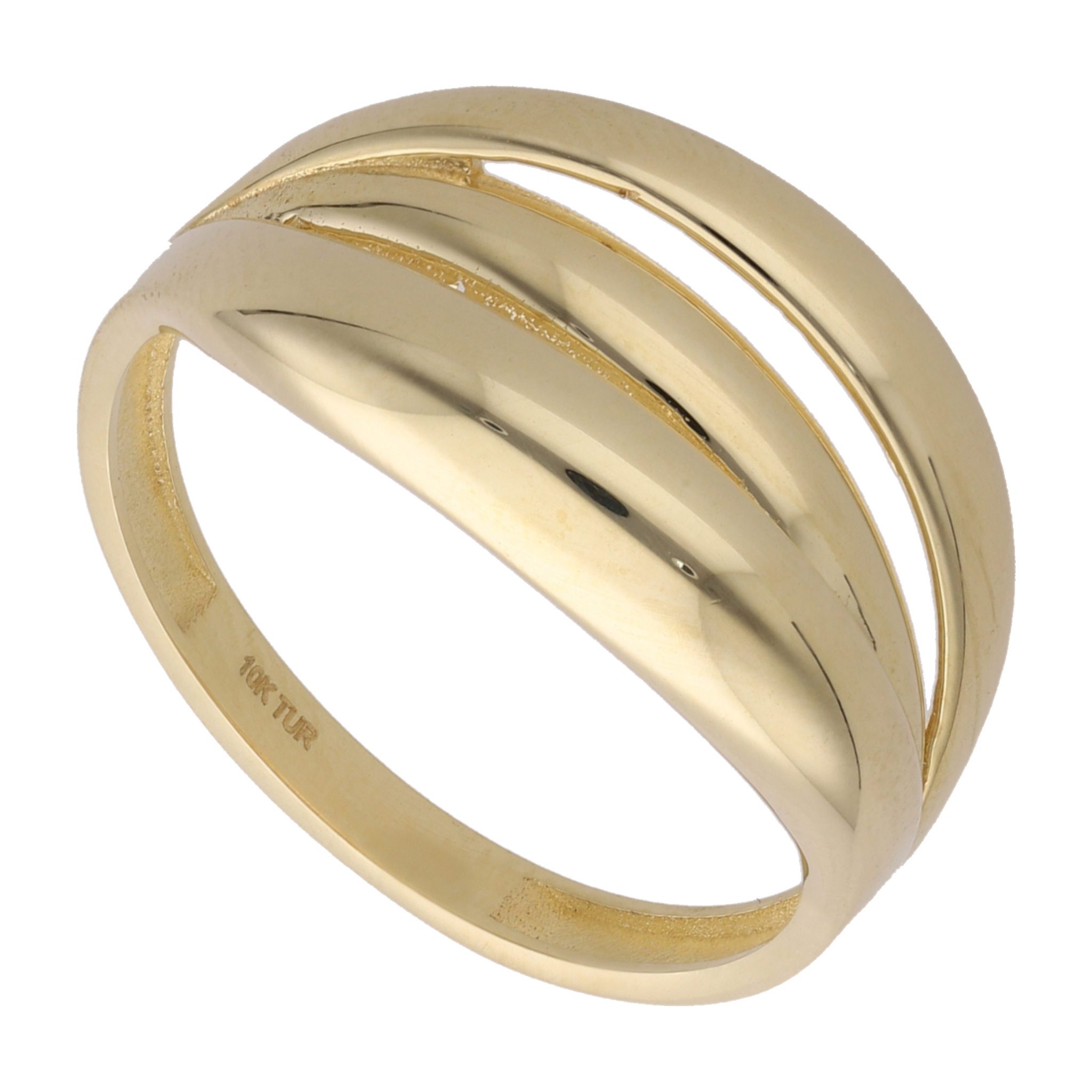 Anillo liso 3 filas 10K