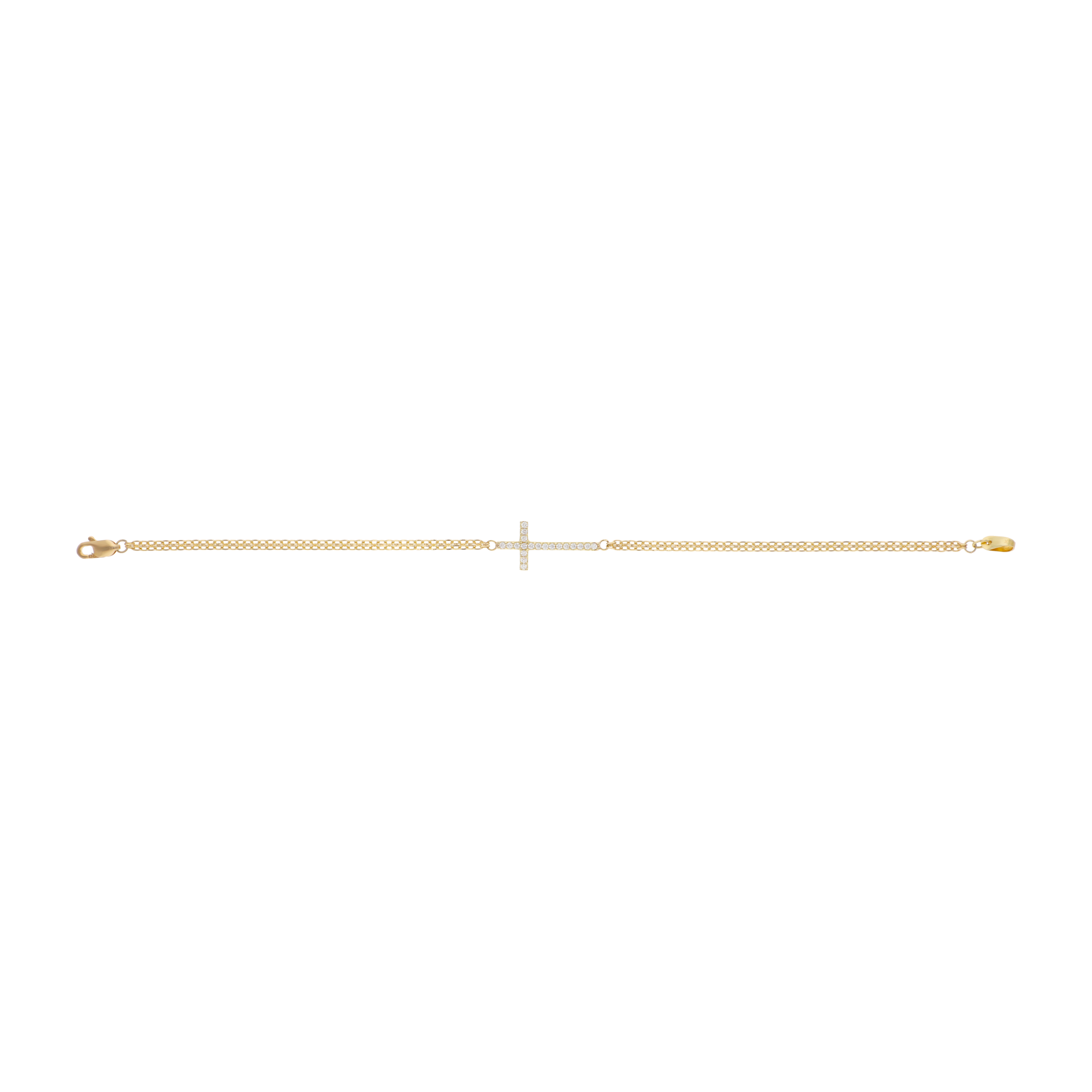 Pulsera cruz horizontal circonias 10K