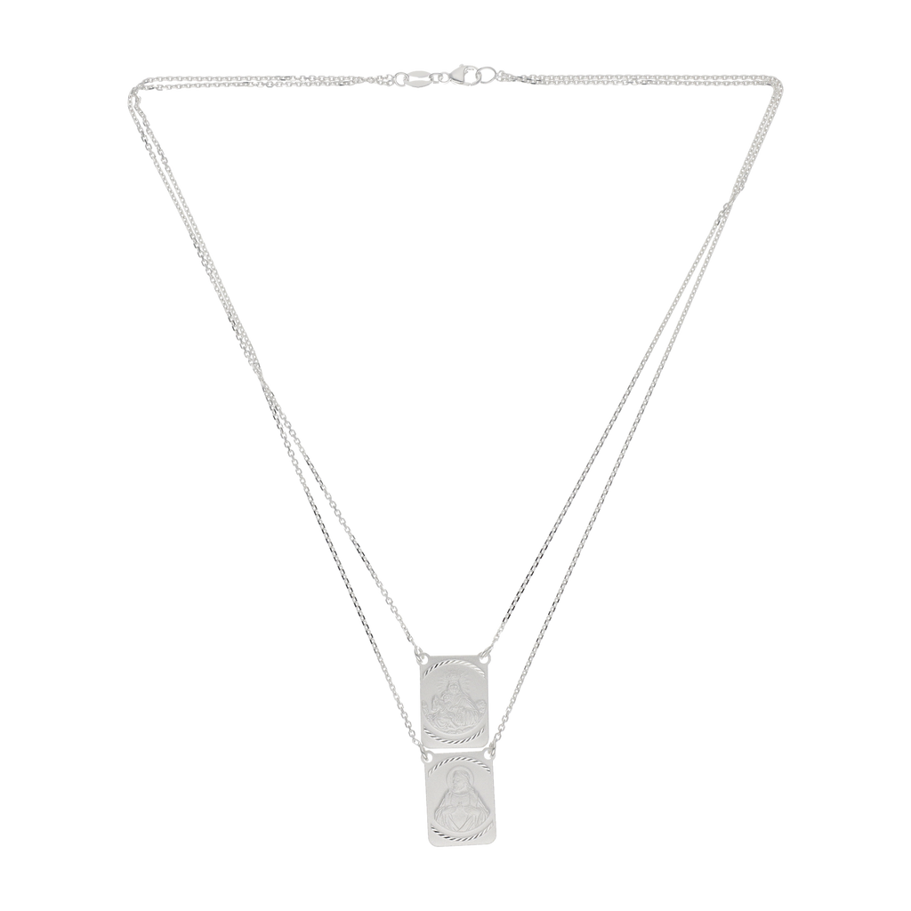 Escapulario desnivel Virgen del Carmen plata