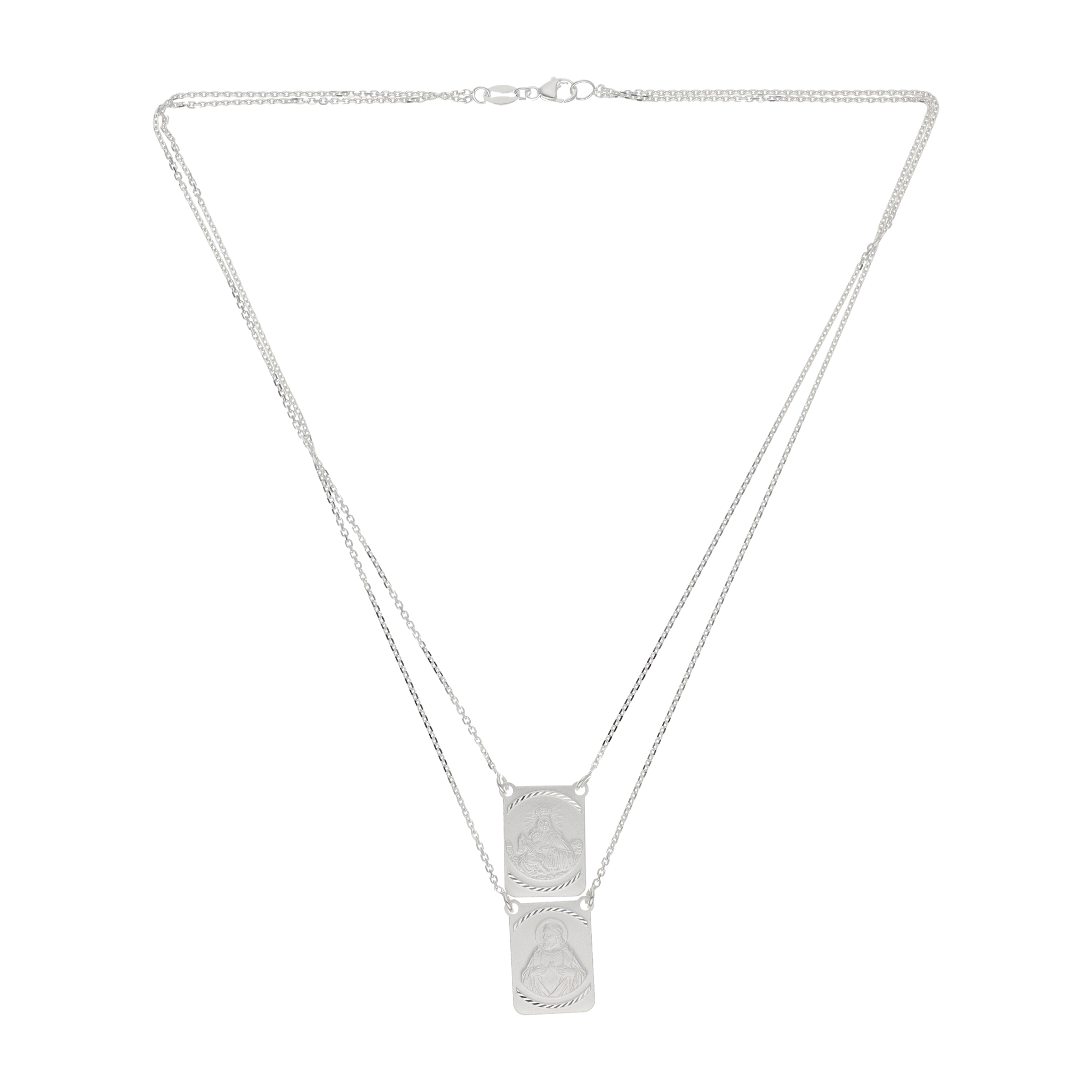 Escapulario desnivel Virgen del Carmen plata