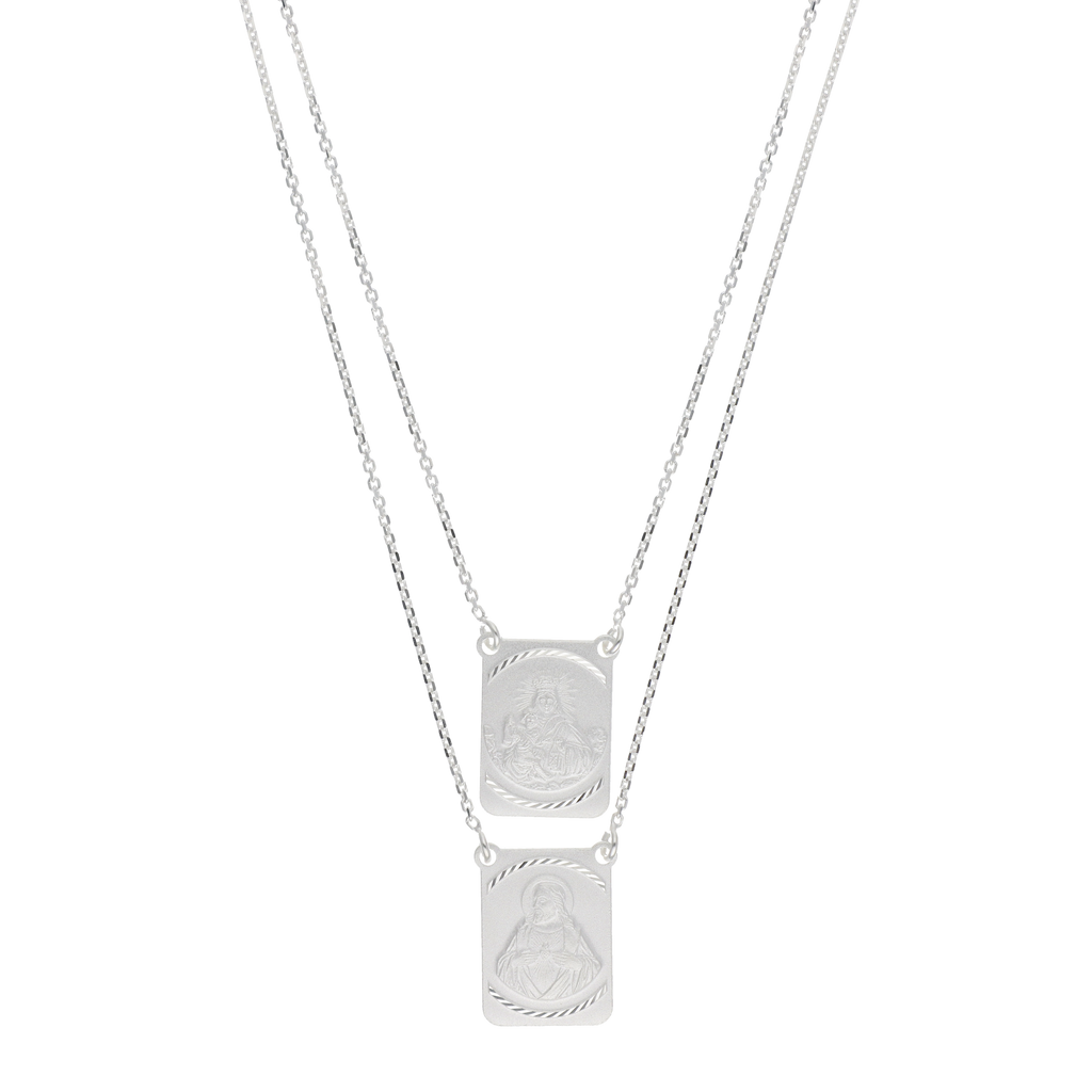 Escapulario desnivel Virgen del Carmen plata