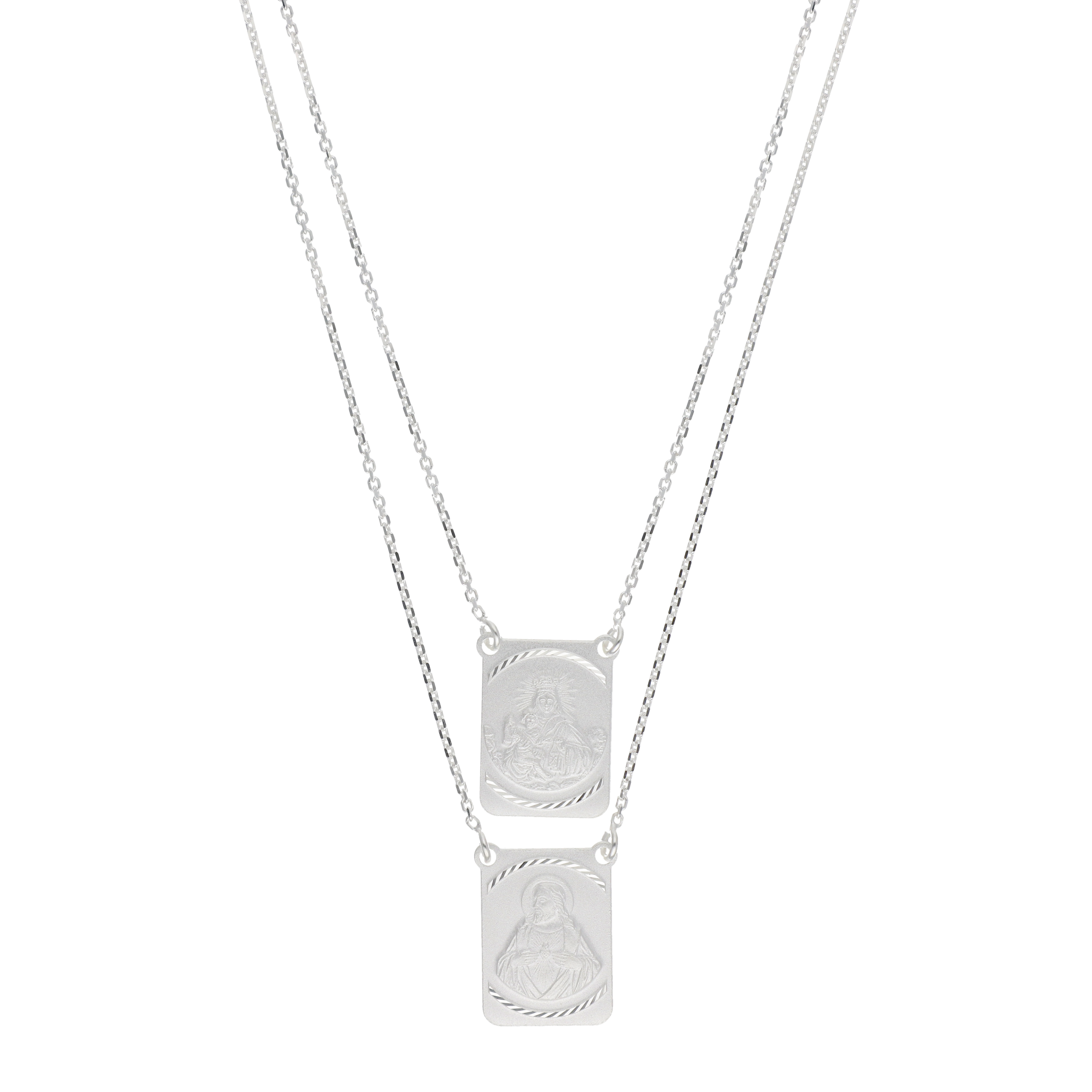 Escapulario desnivel Virgen del Carmen plata