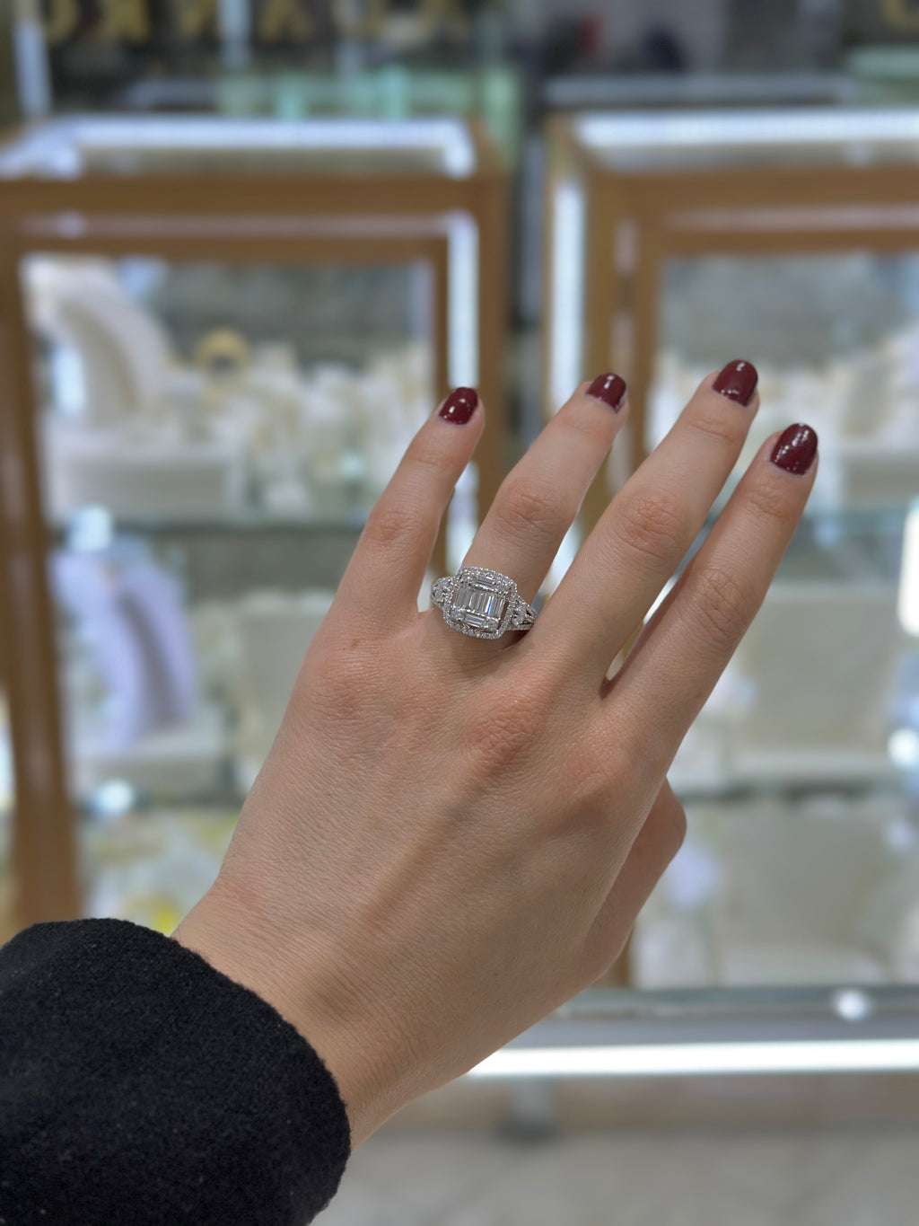 Anillo diamantes oro blanco 14K