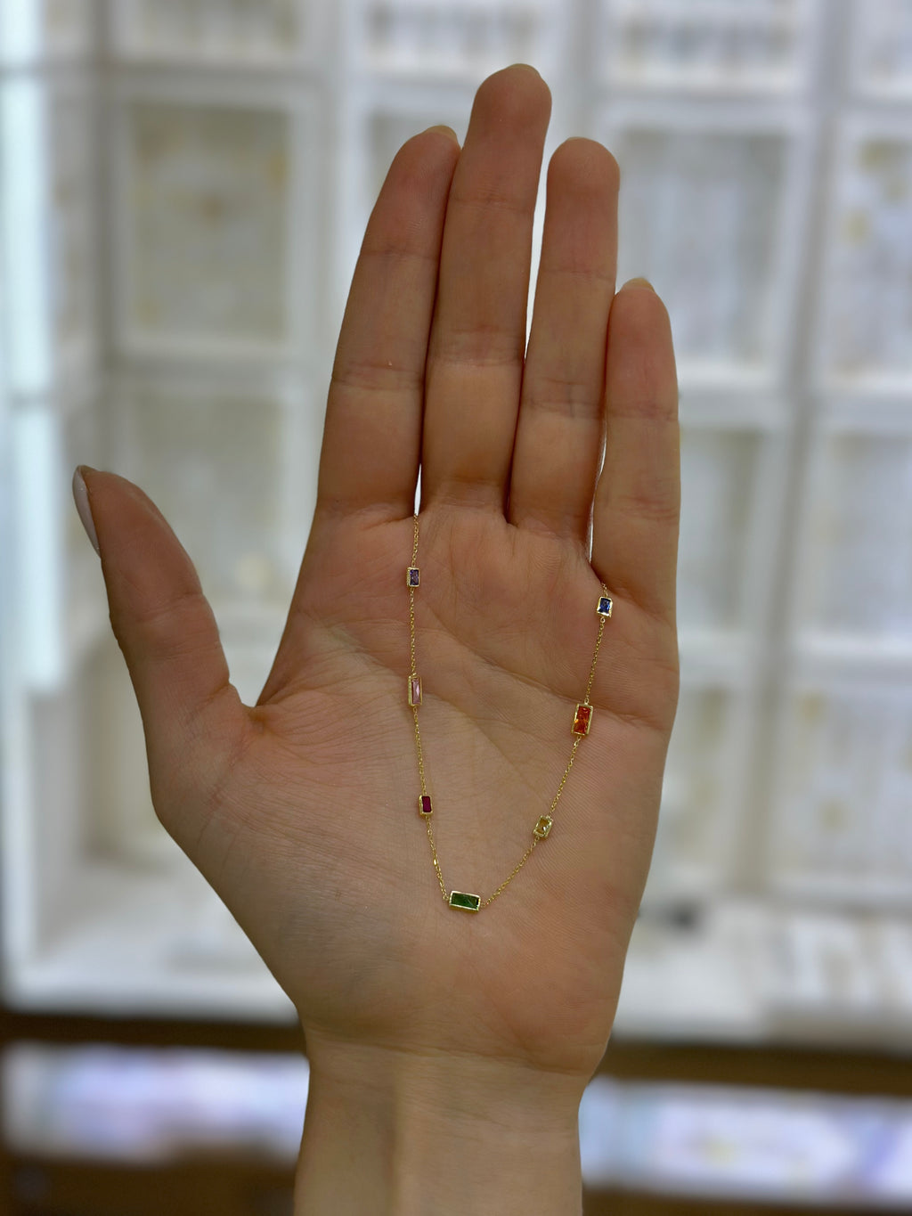 Collar piedras colores 14K