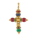 Cruz esmeraldas, rubíes y zafiros 18K
