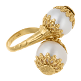 Anillo tu y yo perlas blancas 18K