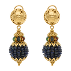 Aretes largos zafiros pave, rubíes y esmeraldas 18K